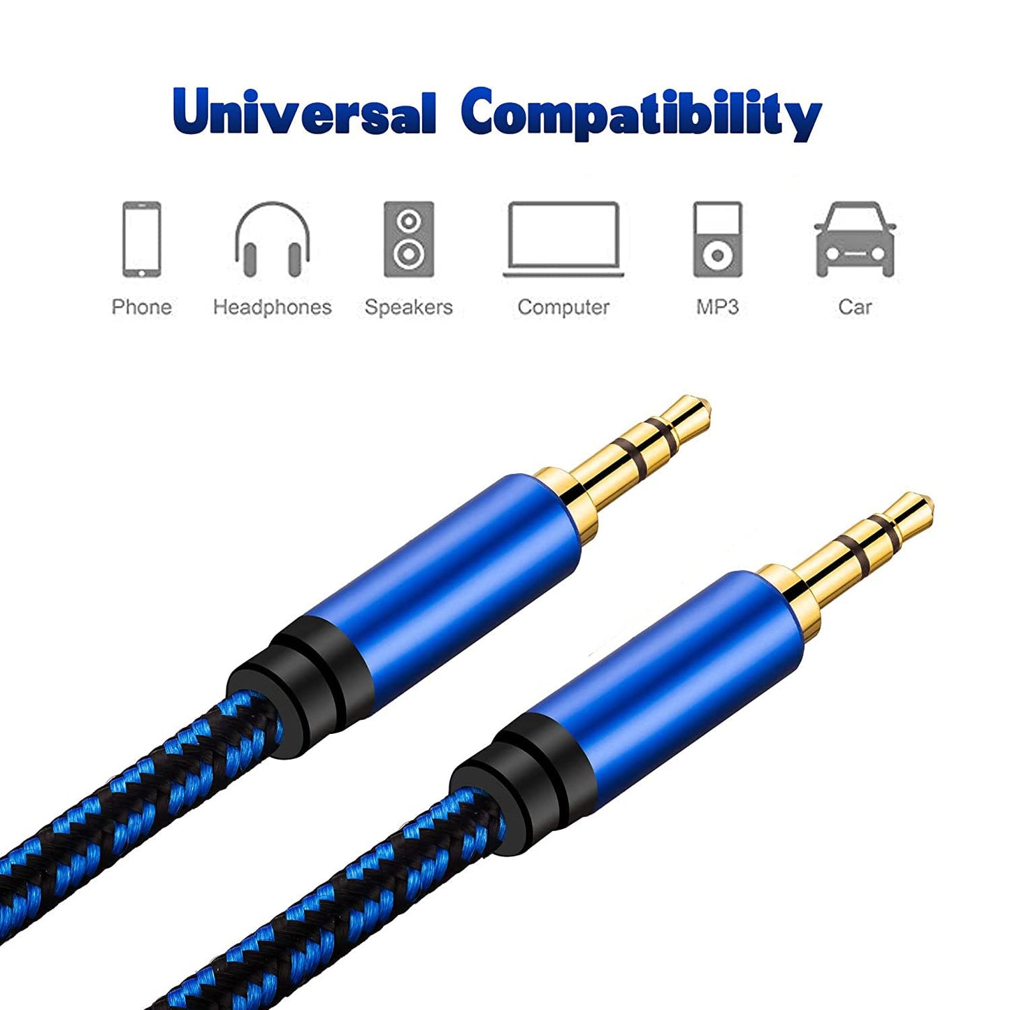tunghey 3.5mm Stereo Aux Cable, Braided Auxiliary Audio Cord for NEW