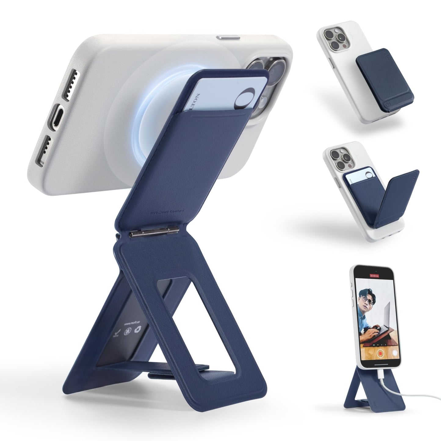 MOFT Navy Tripods Blue Lightweight Portable Phone Tripod Wallet with Card NEW