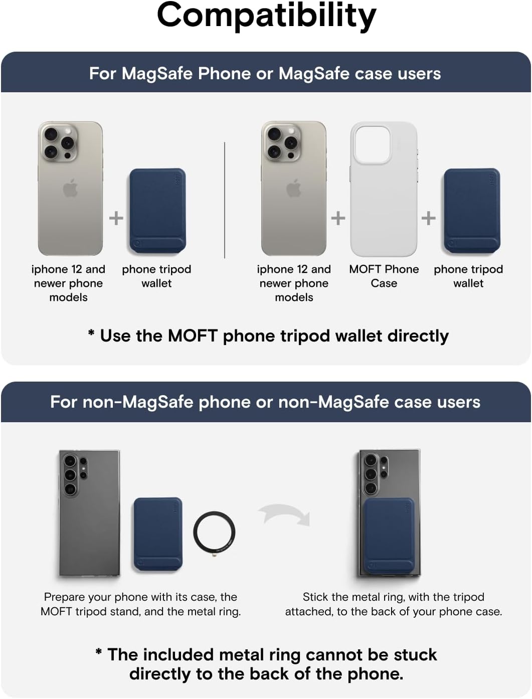 MOFT Navy Tripods Blue Lightweight Portable Phone Tripod Wallet with Card NEW