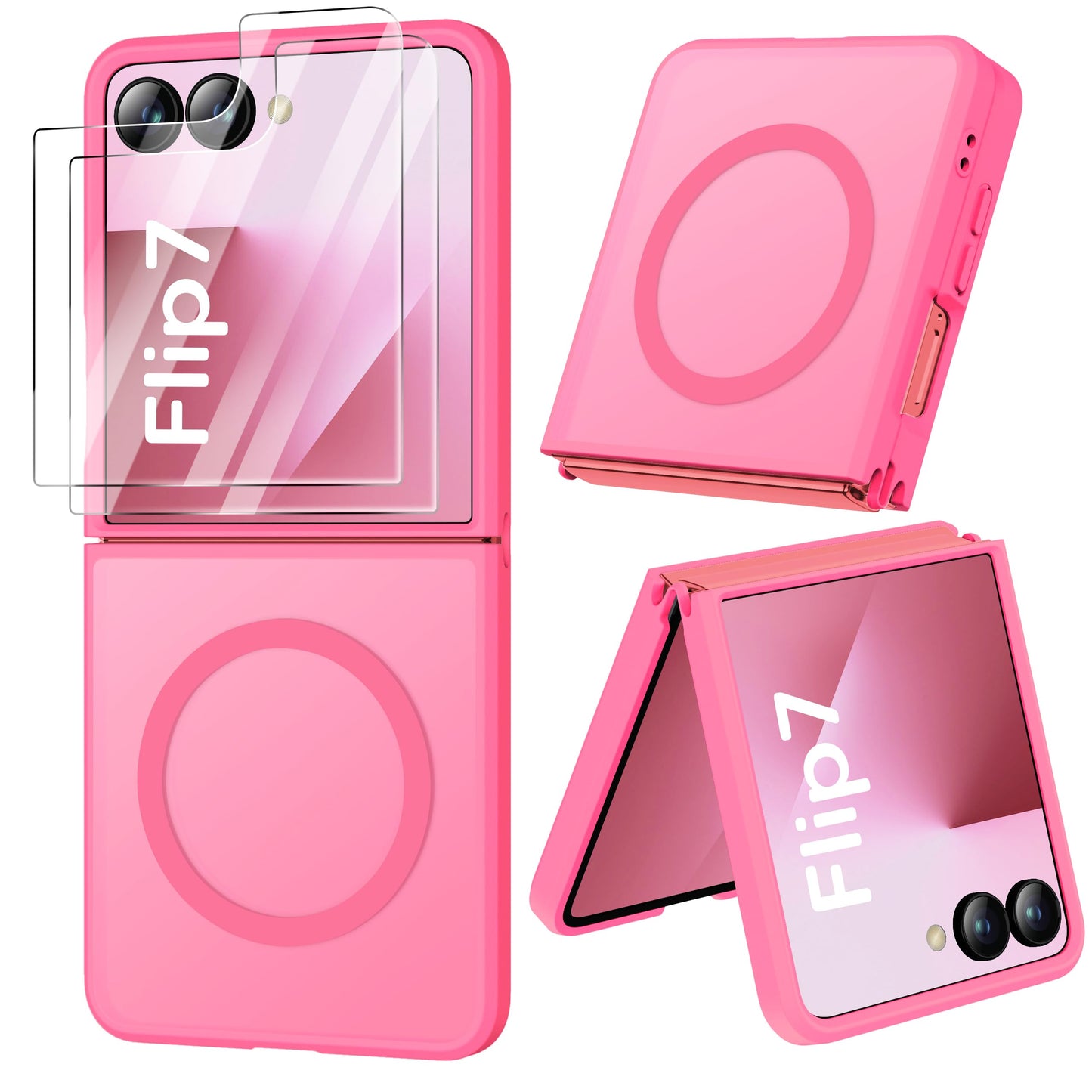 ORETECH Magnetic Shockproof Hot Pink Case for Samsung Galaxy Z Flip 7 NEW