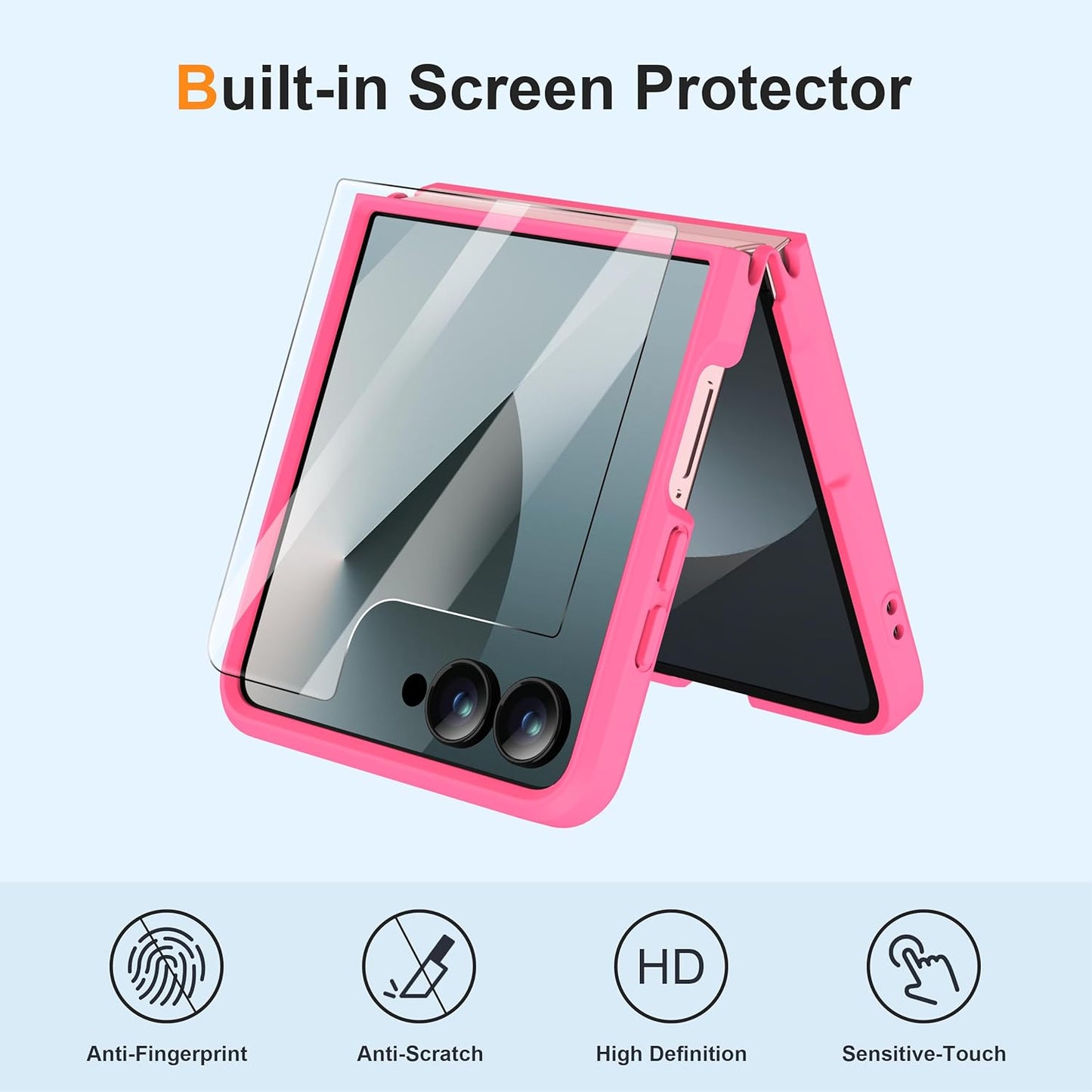 ORETECH Magnetic Shockproof Hot Pink Case for Samsung Galaxy Z Flip 7 NEW