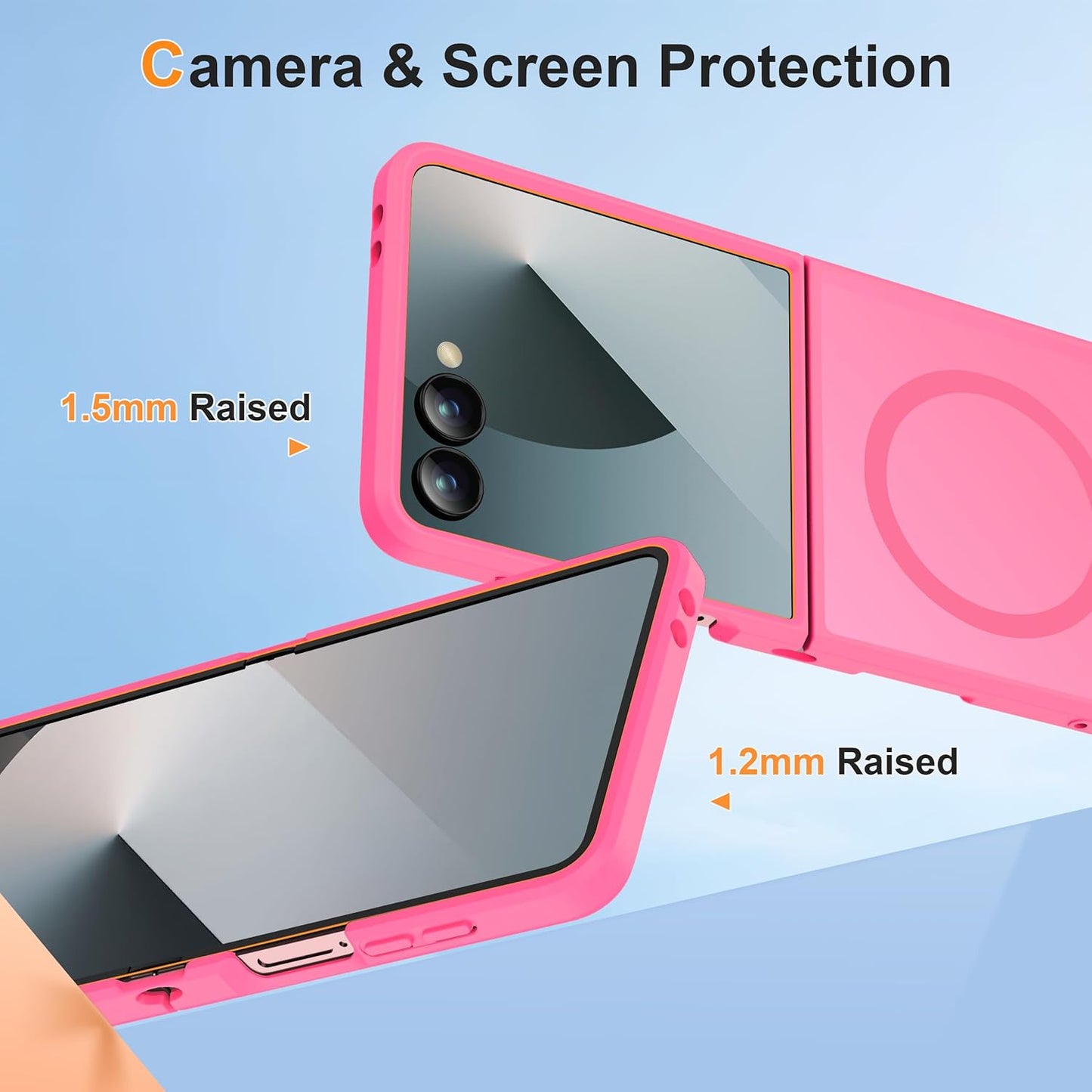 ORETECH Magnetic Shockproof Hot Pink Case for Samsung Galaxy Z Flip 7 NEW
