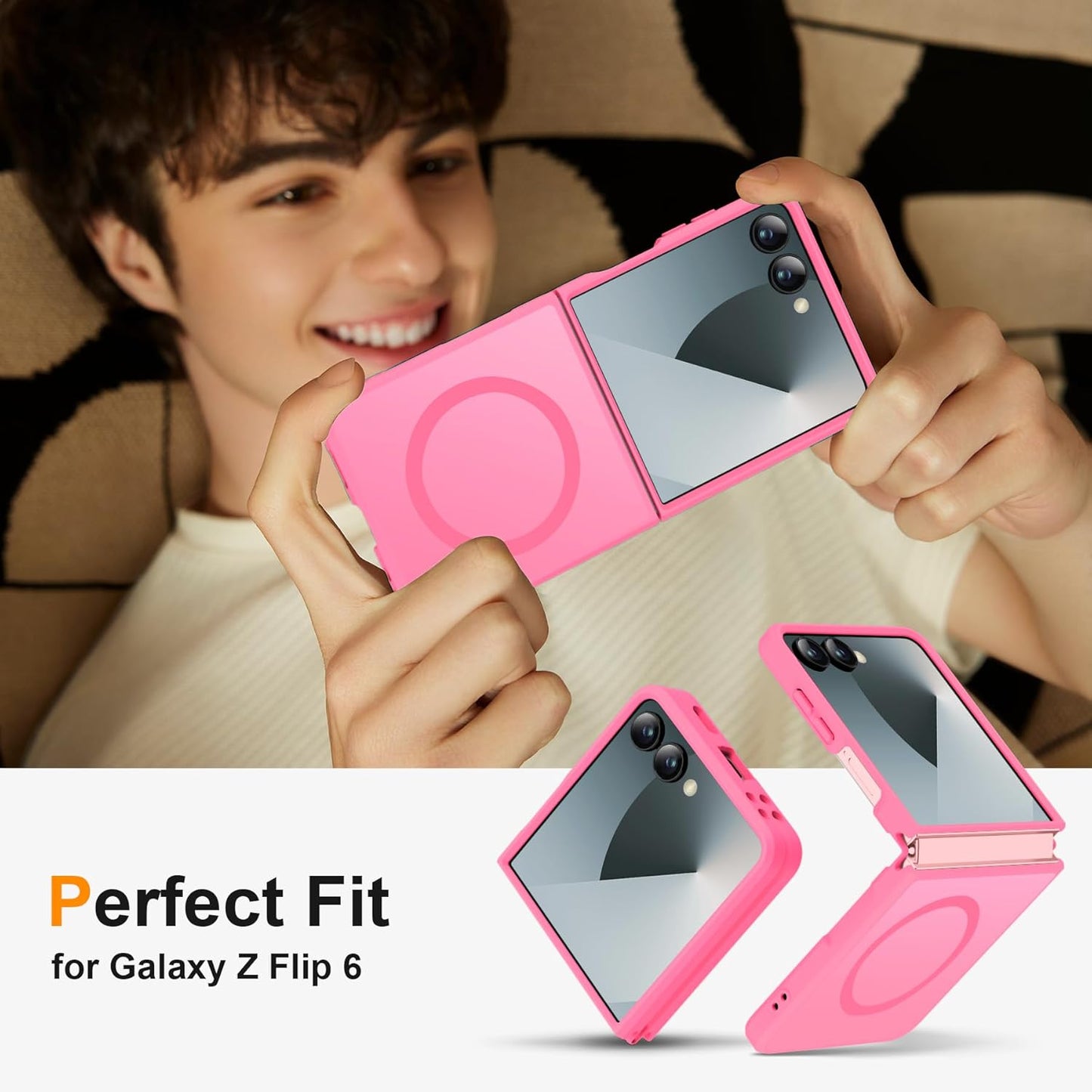 ORETECH Magnetic Shockproof Hot Pink Case for Samsung Galaxy Z Flip 7 NEW