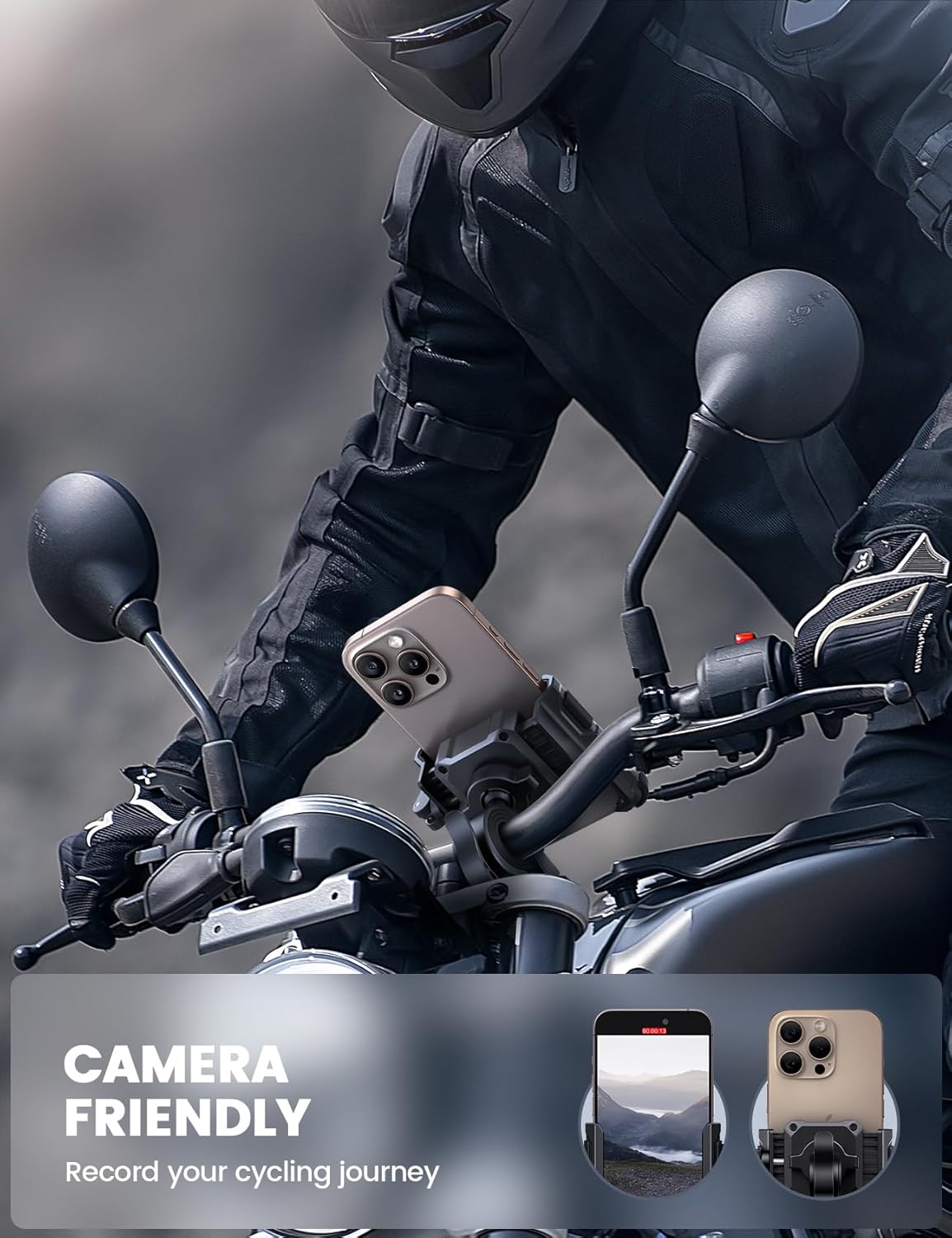Lamicall Motorcycle Bike Phone Mount Handlebar Holder No Camera Block 1s DEMO
