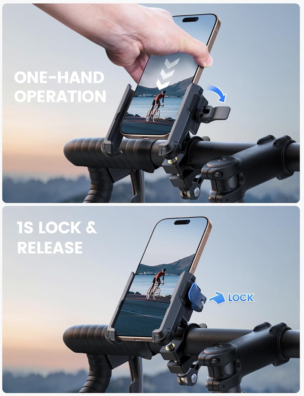 Lamicall Motorcycle Bike Phone Mount Handlebar Holder No Camera Block 1s DEMO
