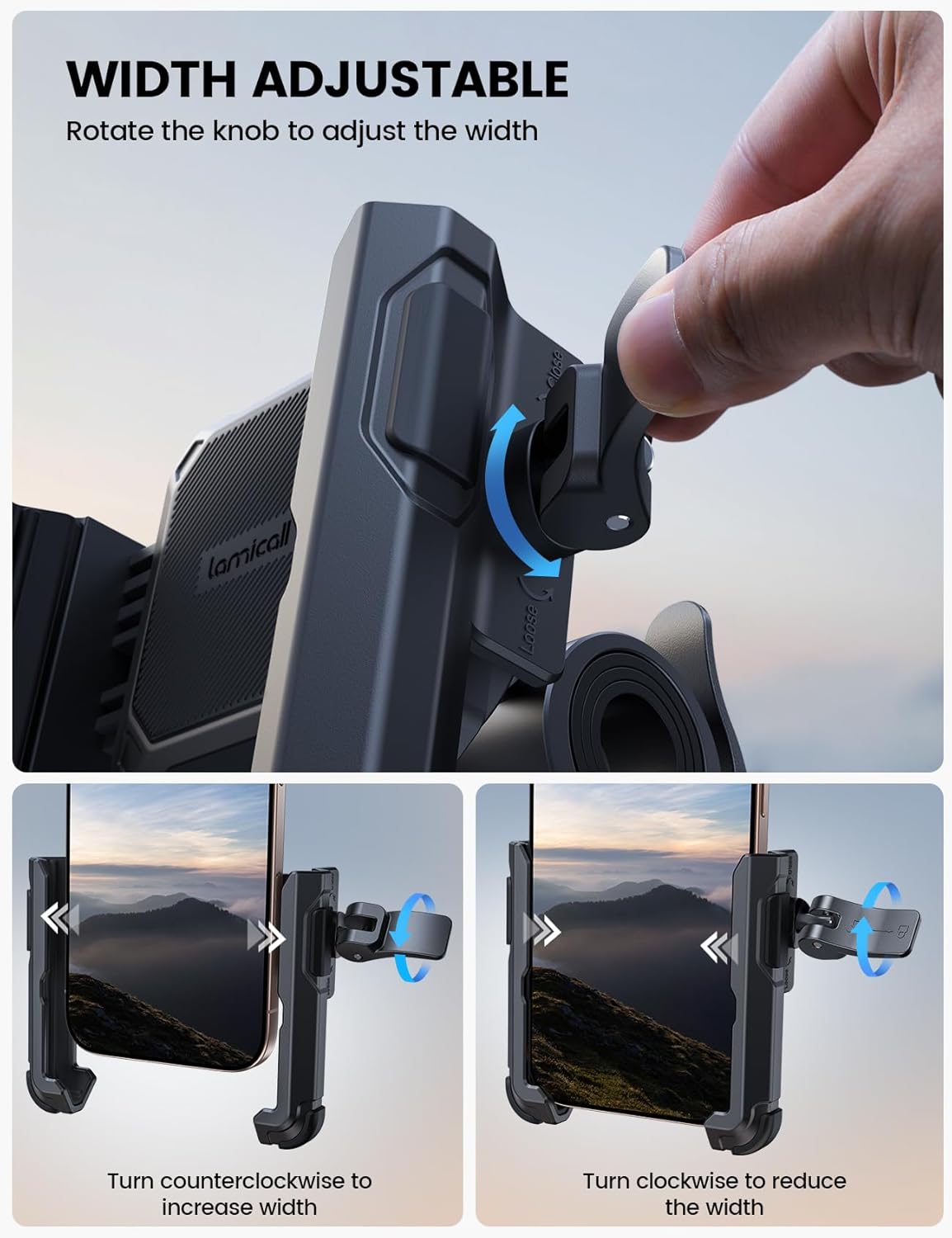Lamicall Motorcycle Bike Phone Mount Handlebar Holder No Camera Block 1s DEMO