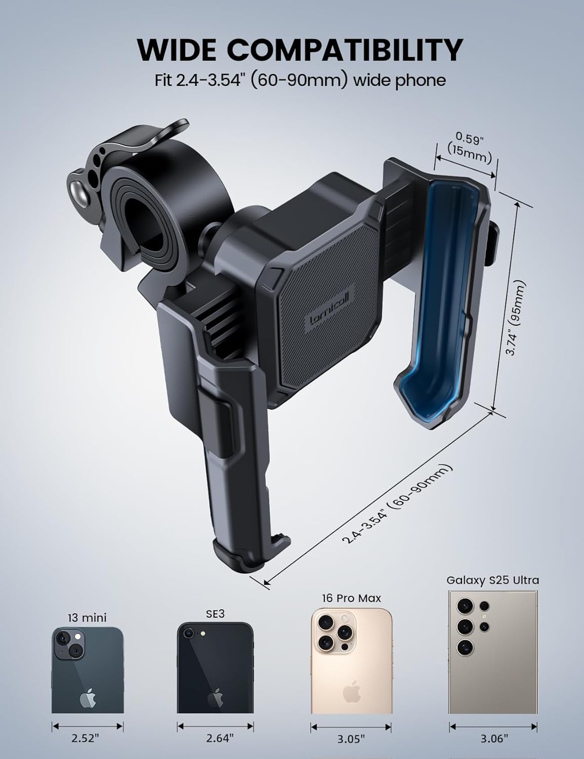 Lamicall Motorcycle Bike Phone Mount Handlebar Holder No Camera Block 1s DEMO