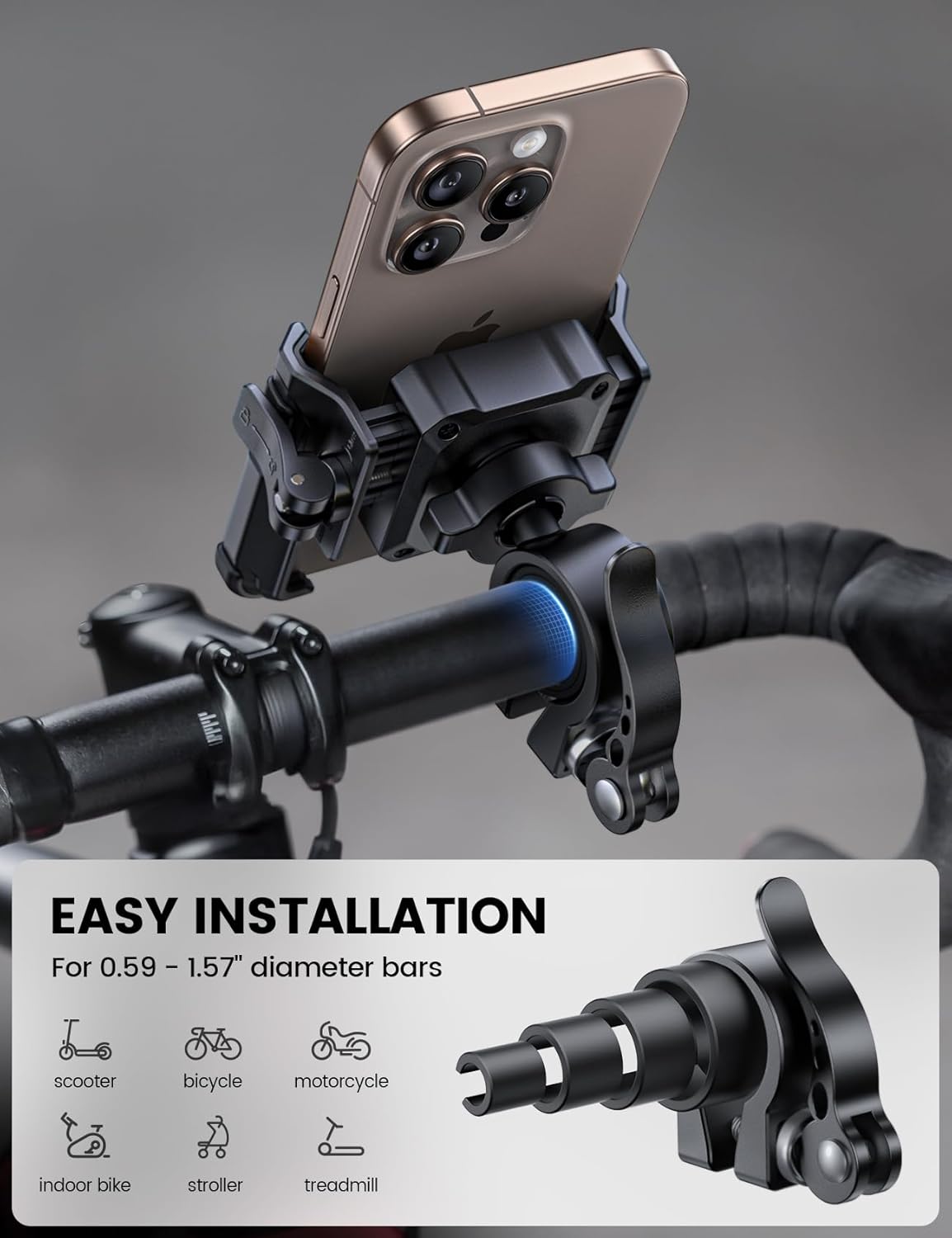 Lamicall Motorcycle Bike Phone Mount Handlebar Holder No Camera Block 1s DEMO