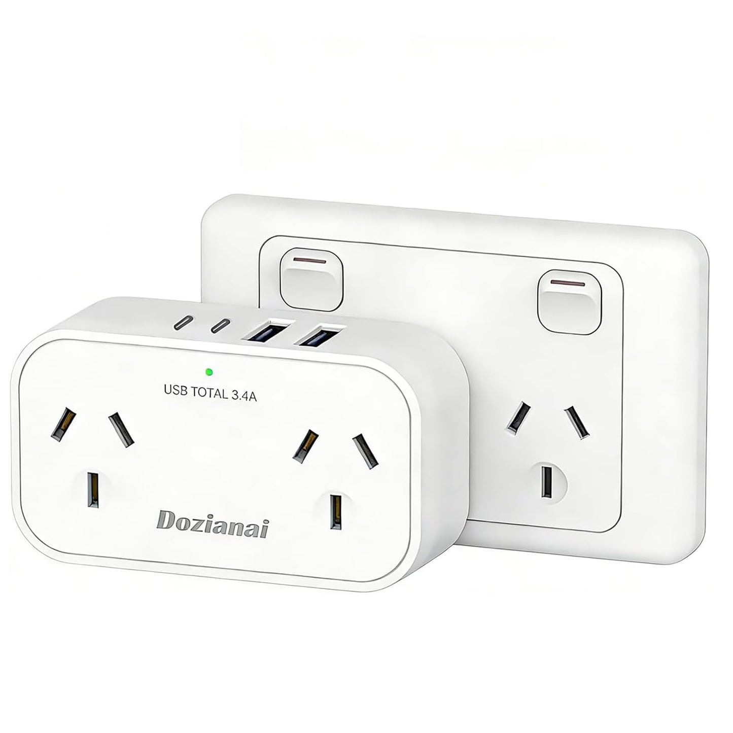 Dozianai International Power Adapter Type A Travel Plug 2 Outlet White DEMO