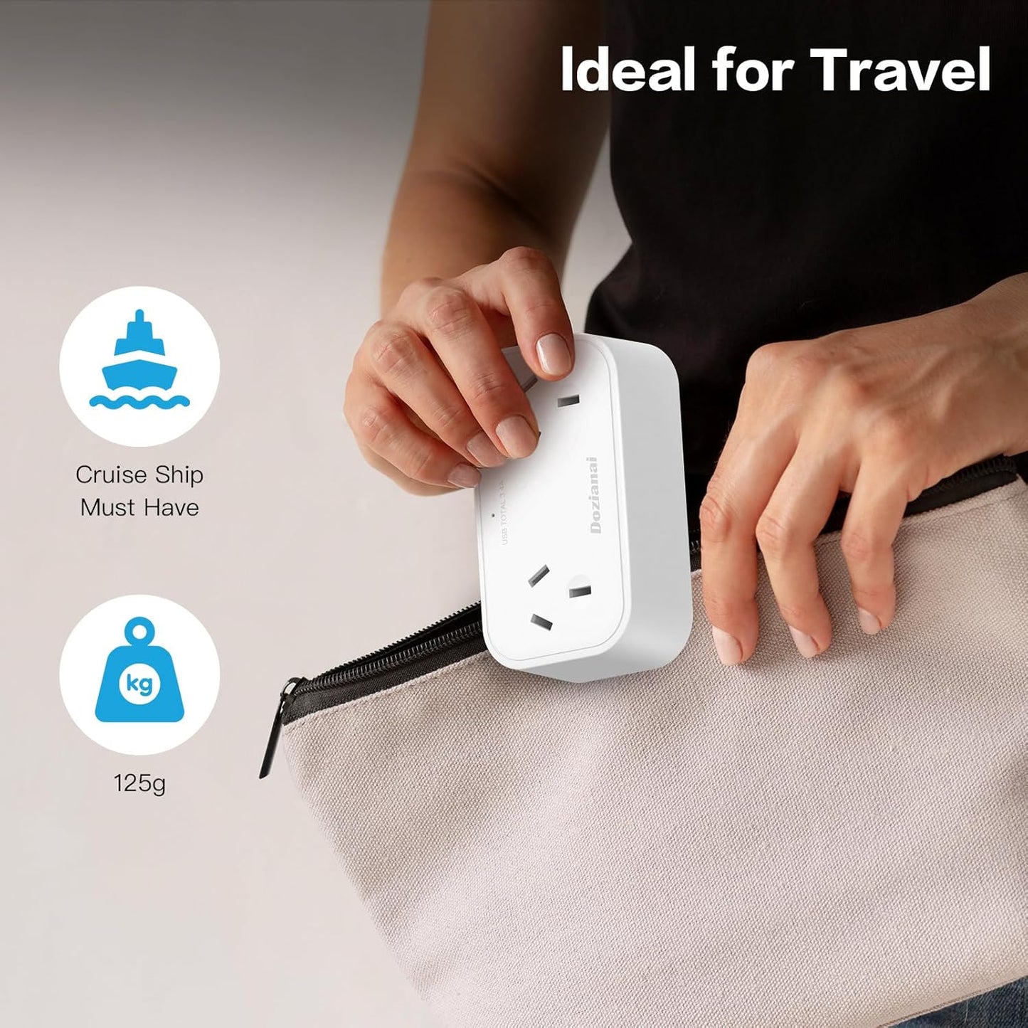 Dozianai International Power Adapter Type A Travel Plug 2 Outlet White DEMO