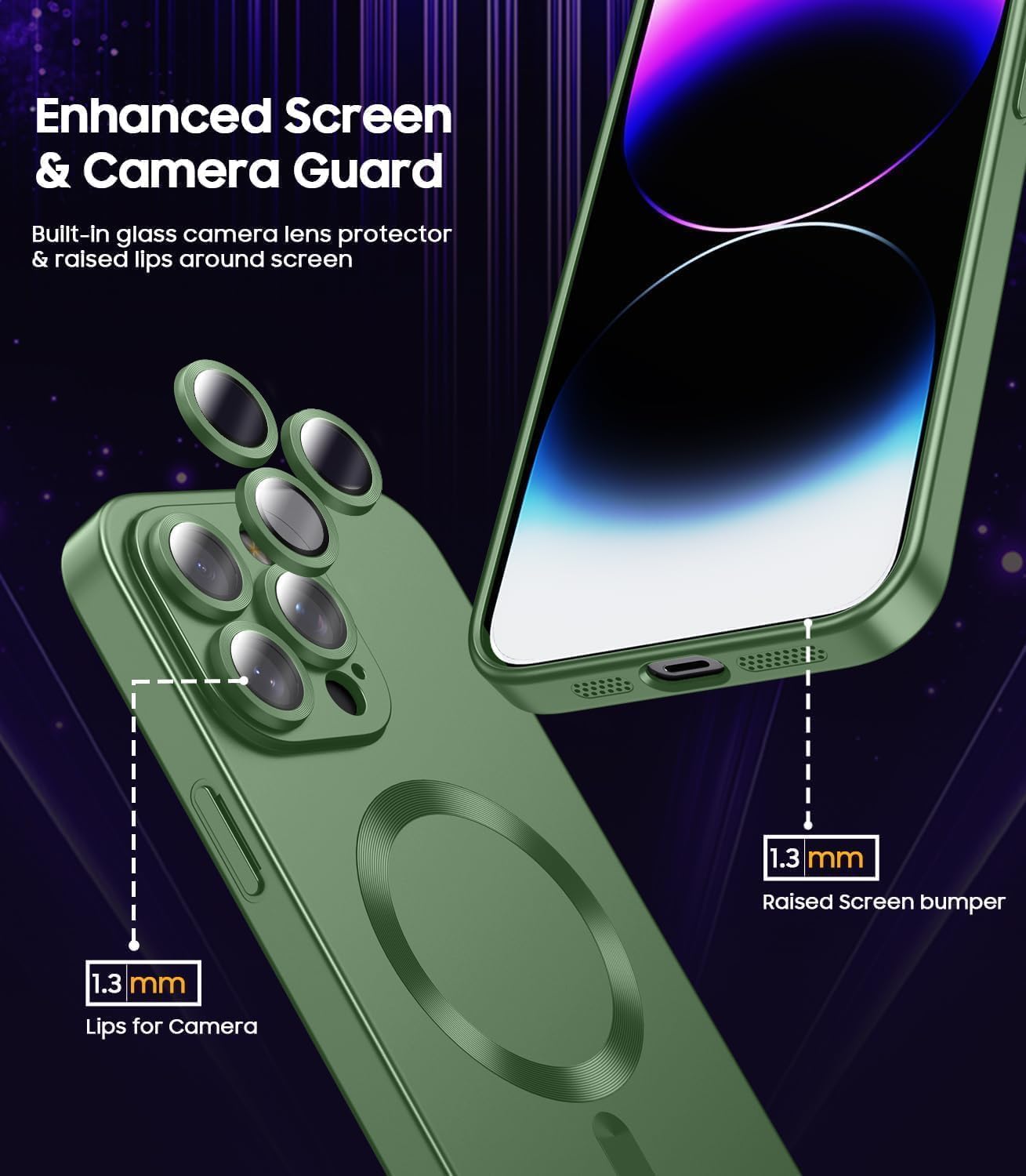 RUNGOS iPhone Basic Cases 12 Pro Max Case with Camera Lens Protectors NEW