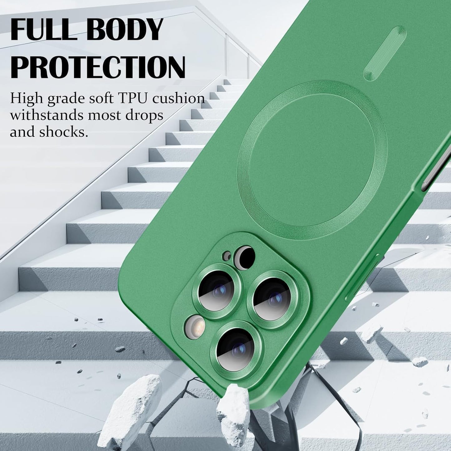 RUNGOS iPhone Basic Cases 12 Pro Max Case with Camera Lens Protectors NEW