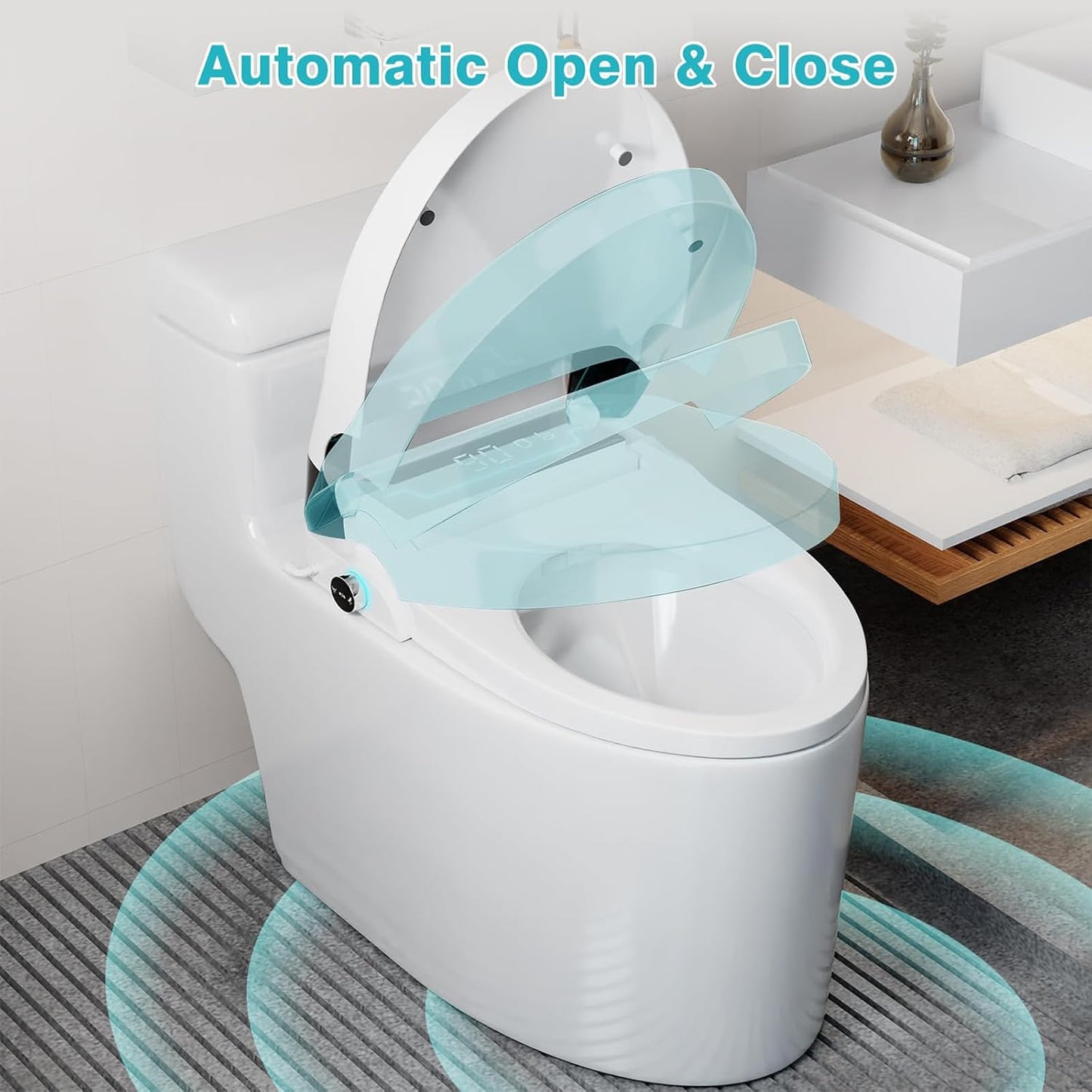 TECHBEAR Auto Open & Close Heated Toilet Seat with Thermostatic Control NEW