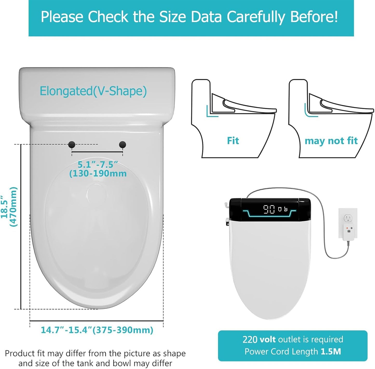 TECHBEAR Auto Open & Close Heated Toilet Seat with Thermostatic Control NEW