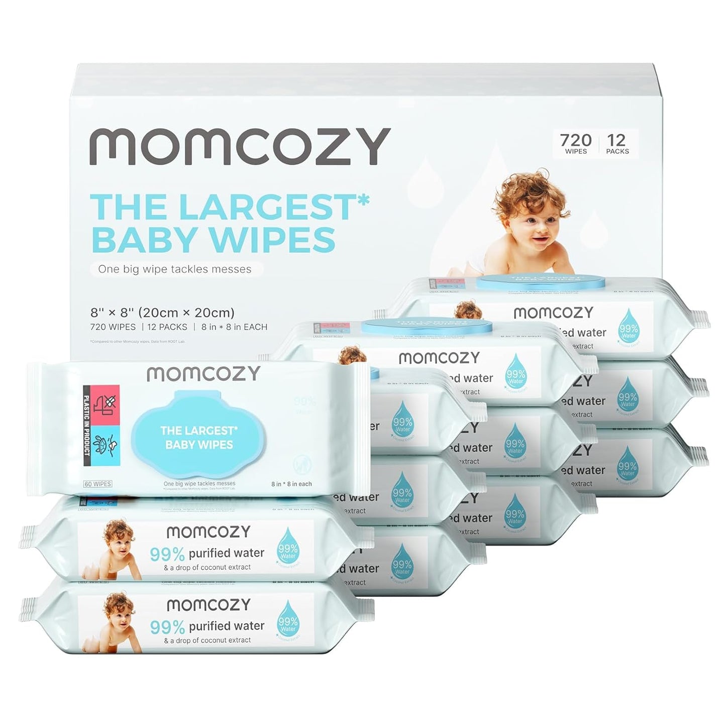 Momcozy Extra Large Baby Wipes 99% Water Based Unscented Hypoallergenic NEW