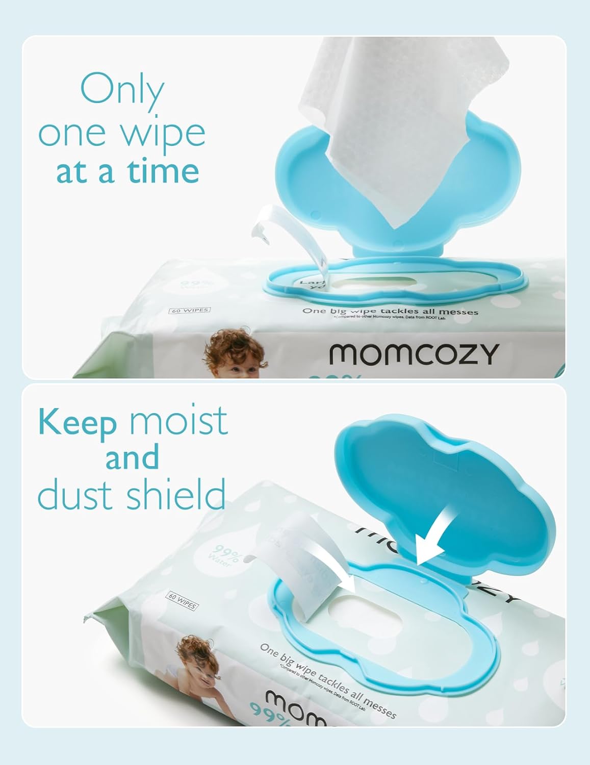 Momcozy Extra Large Baby Wipes 99% Water Based Unscented Hypoallergenic NEW