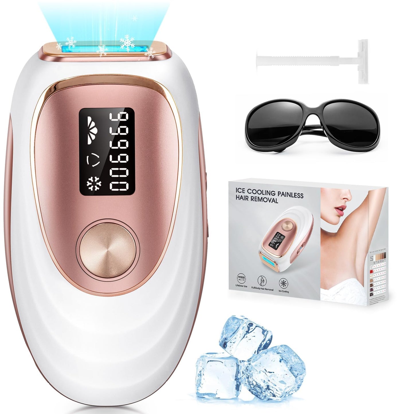 LYSMOSKI IPL Laser Hair Removal Device with Ice-Cooling System for Painless NEW