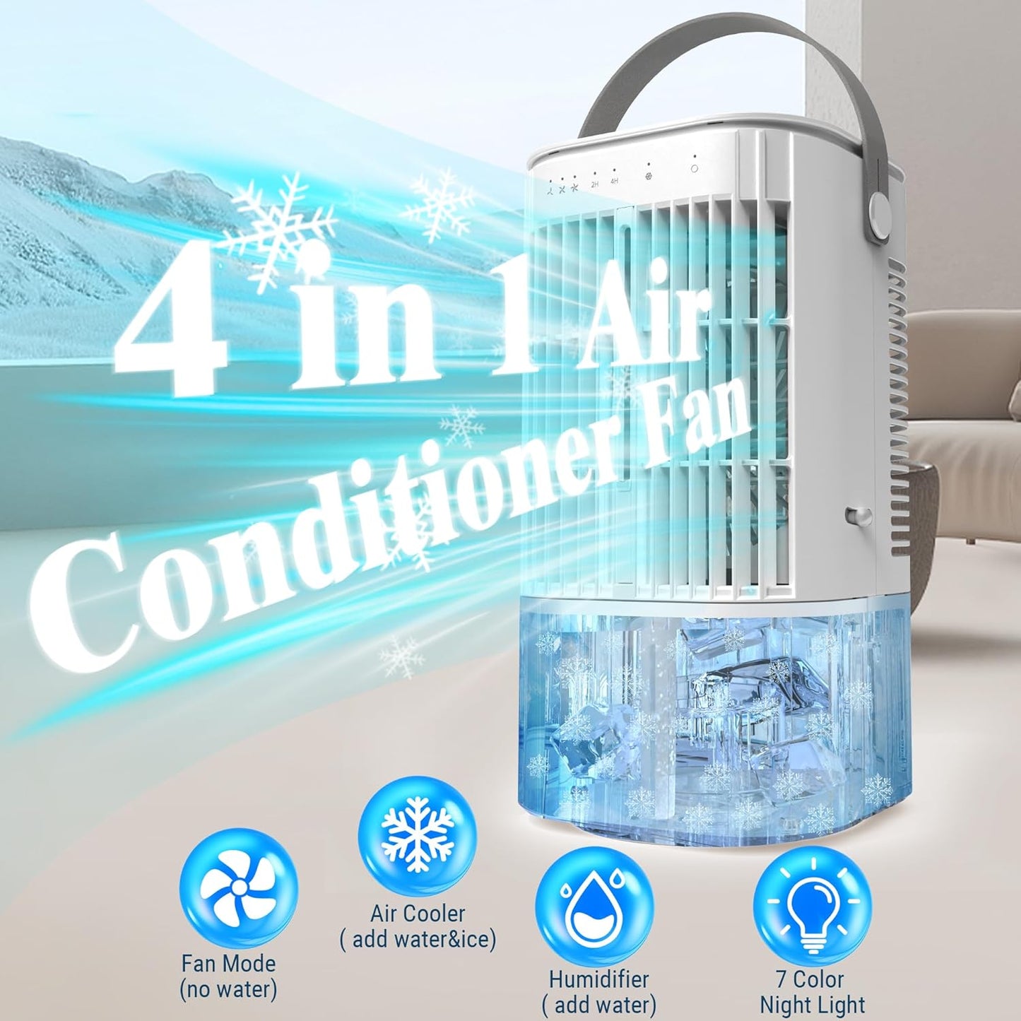 Vincona 4-in-1 Portable Windowless Mobile Air Conditioner Fan in White for DEMO