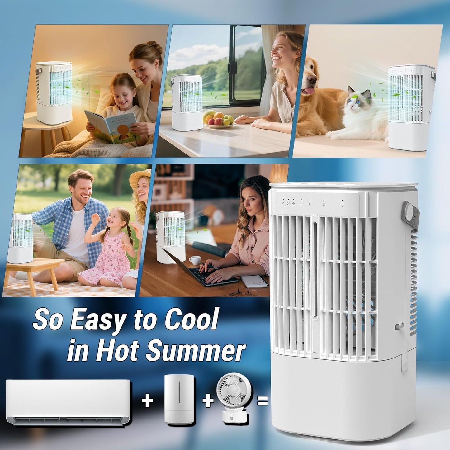 Vincona 4-in-1 Portable Windowless Mobile Air Conditioner Fan in White for DEMO