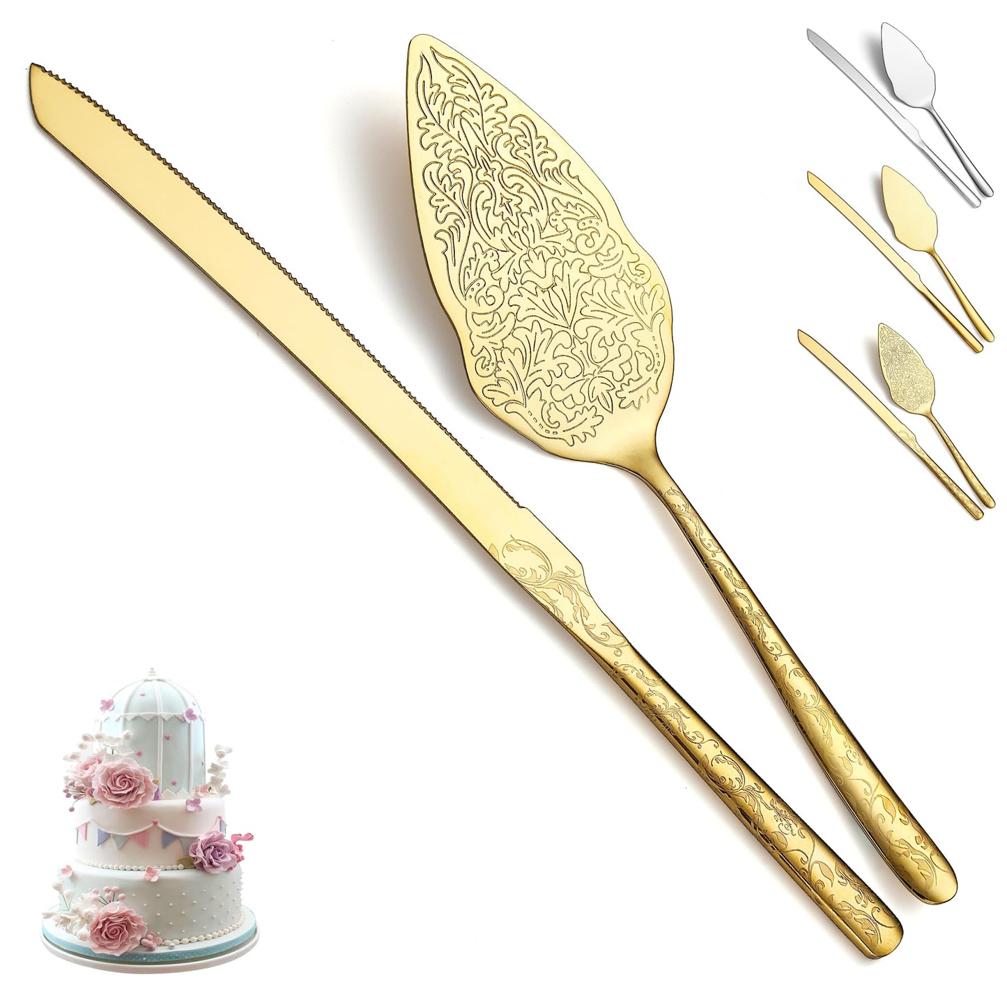 Evanda Gold Wedding Cake Spatula Titanium Angle Plating Unique Pattern NEW
