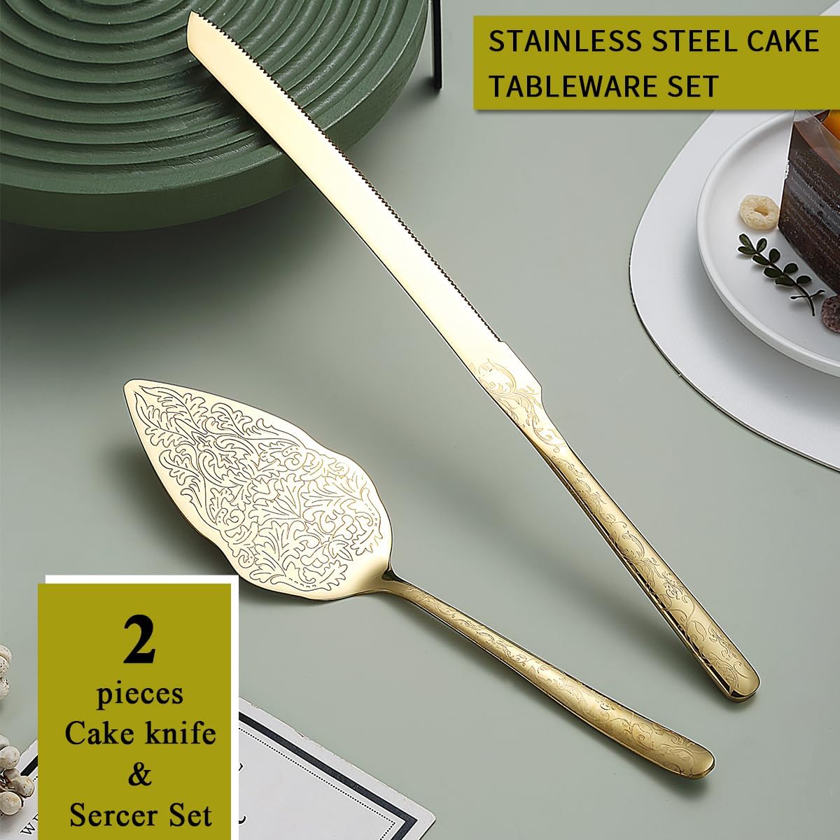 Evanda Gold Wedding Cake Spatula Titanium Angle Plating Unique Pattern NEW