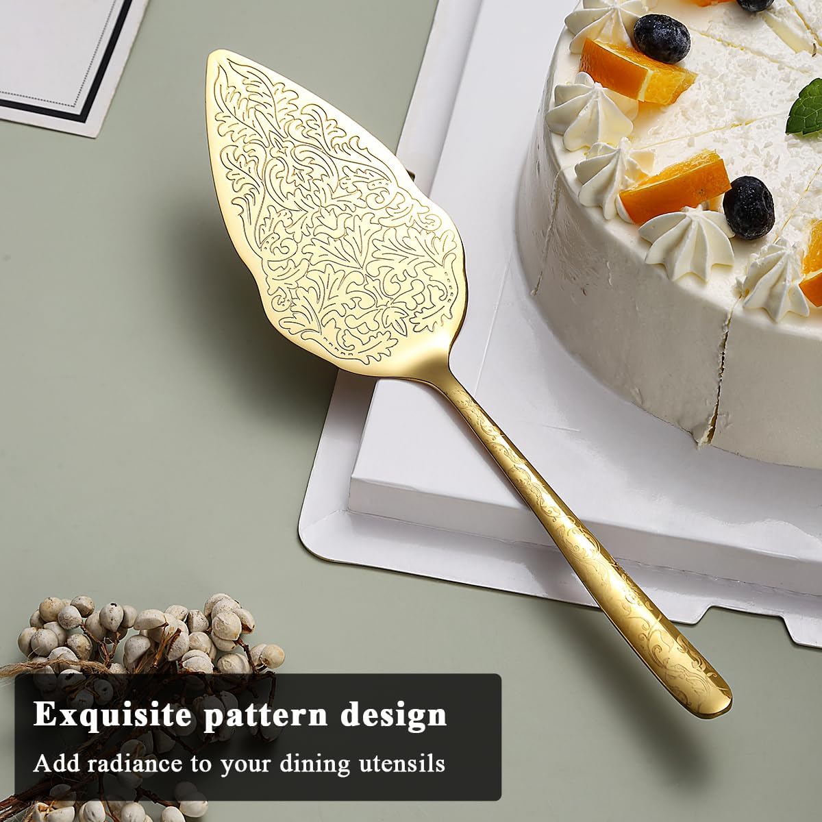 Evanda Gold Wedding Cake Spatula Titanium Angle Plating Unique Pattern NEW