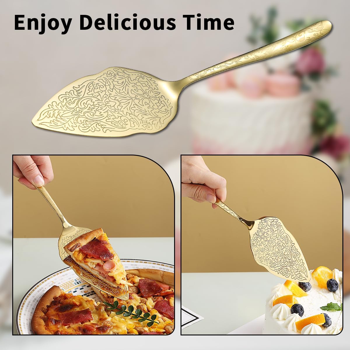 Evanda Gold Wedding Cake Spatula Titanium Angle Plating Unique Pattern NEW