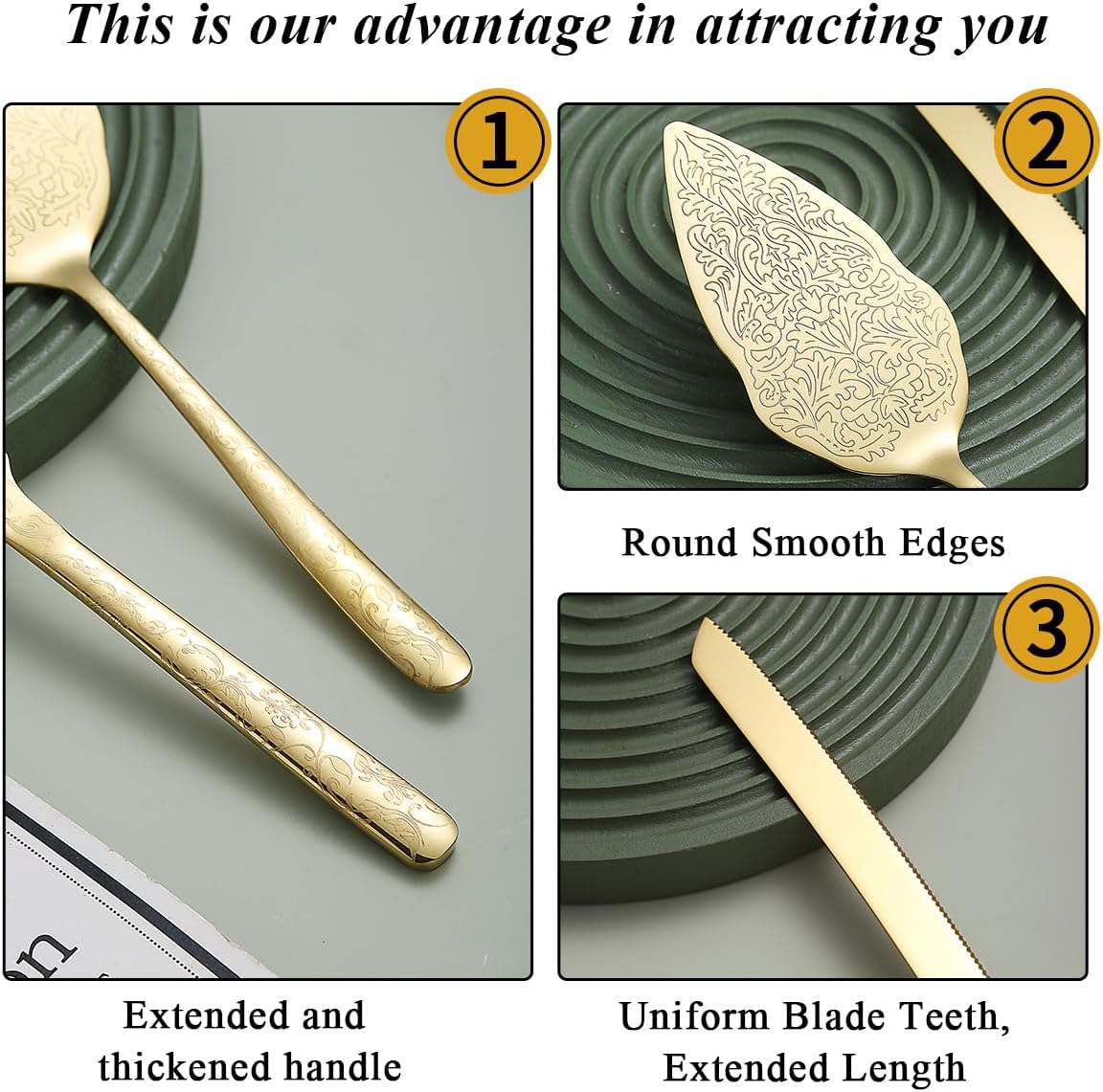 Evanda Gold Wedding Cake Spatula Titanium Angle Plating Unique Pattern NEW
