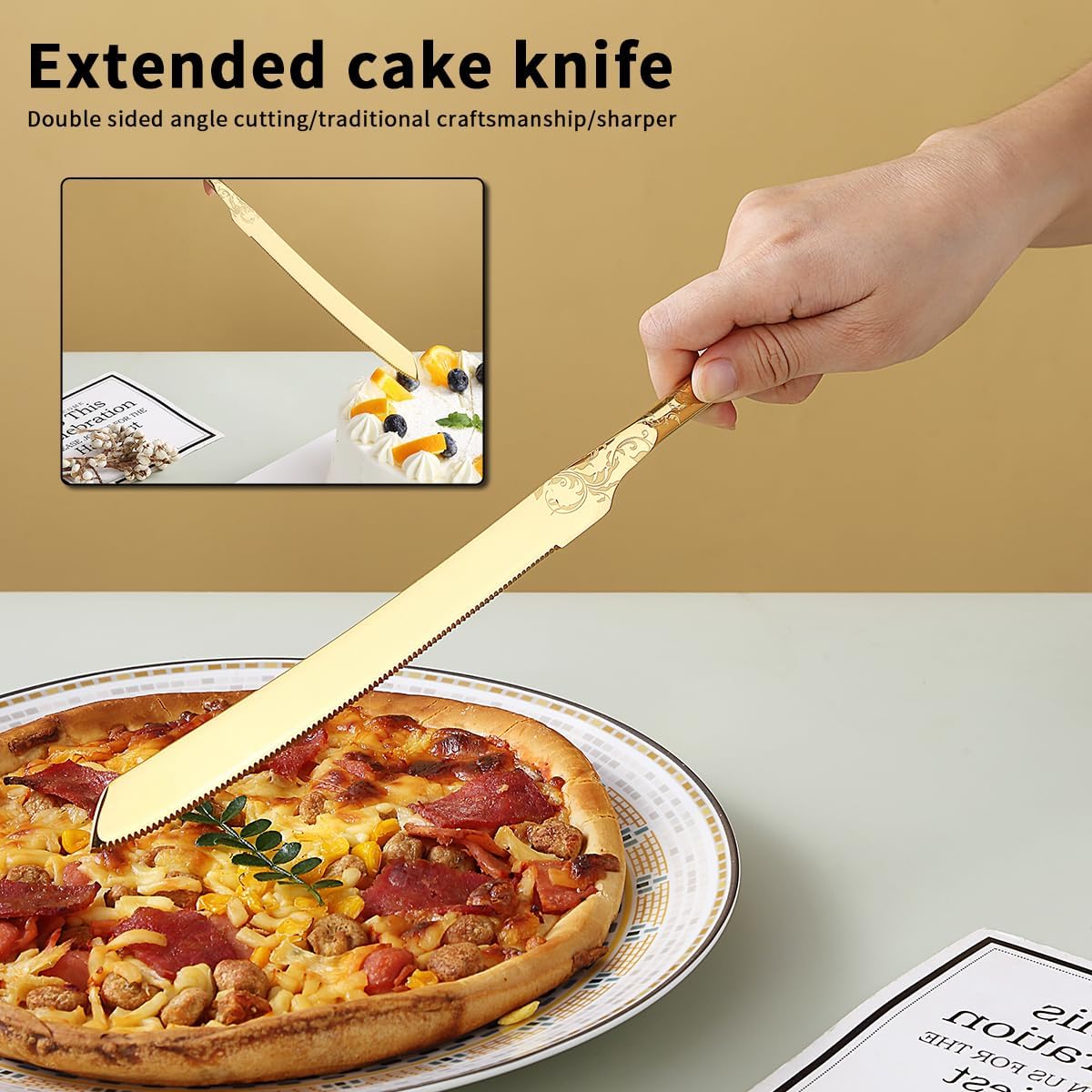 Evanda Gold Wedding Cake Spatula Titanium Angle Plating Unique Pattern NEW