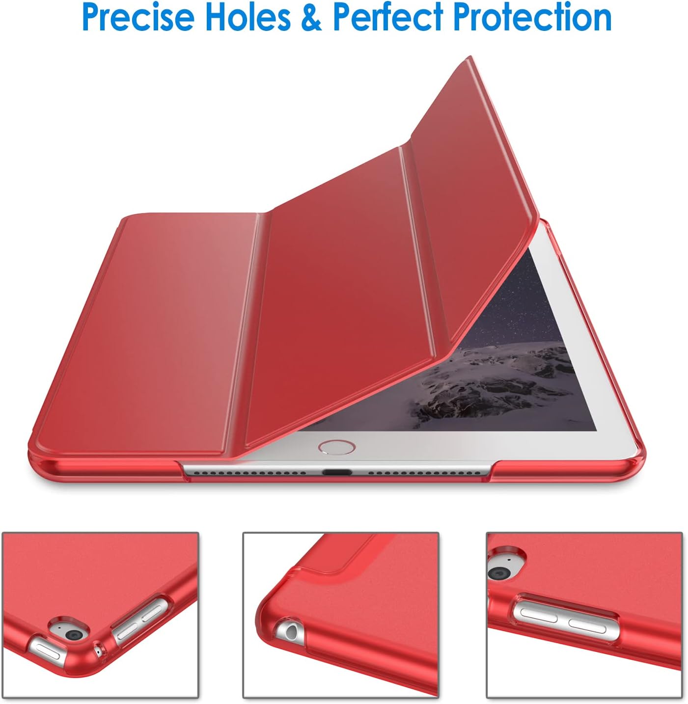 JETech Red Cases Smart Cover Auto Wake/Sleep Case for iPad Air 2 NEW