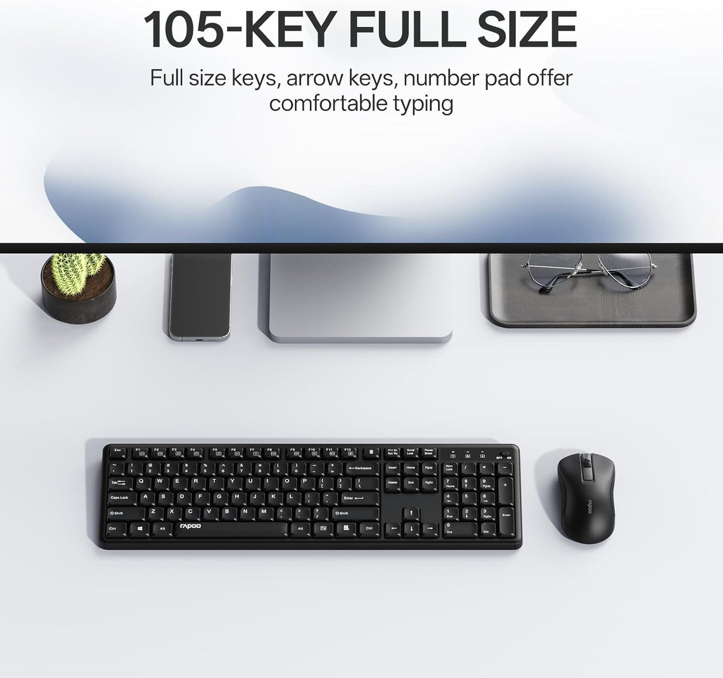 RAPOO Wireless Keyboard and Mouse Combo 2.4GHz USB Receiver DEMO