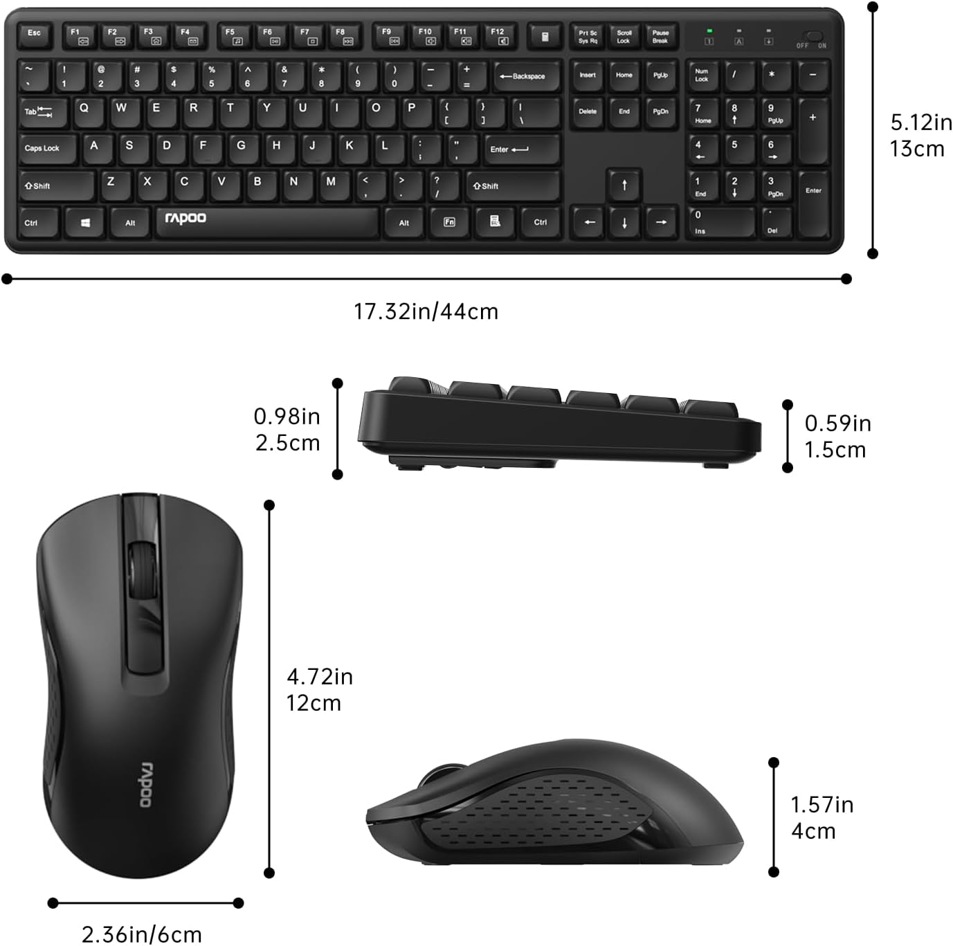 RAPOO Wireless Keyboard and Mouse Combo 2.4GHz USB Receiver DEMO