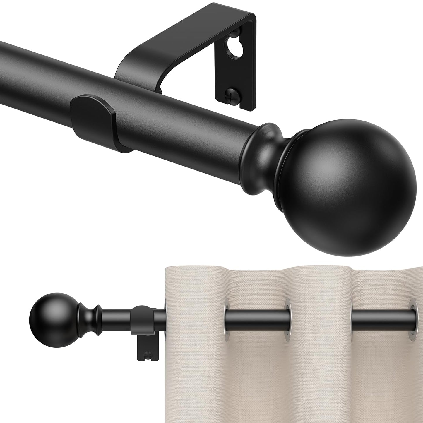 BeautiHaus Adjustable Curtain Rods for Windows 213cm Heavy Duty 2.2cm NEW