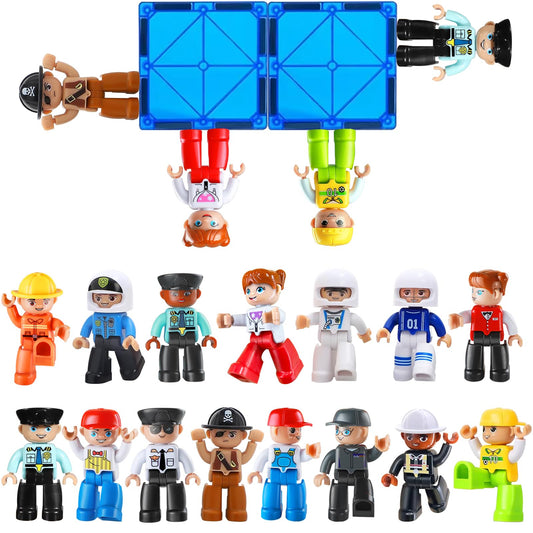 Qltytoy Magnetic Building Tiles Expansion Pack Large People Figures 7 cm x DEMO