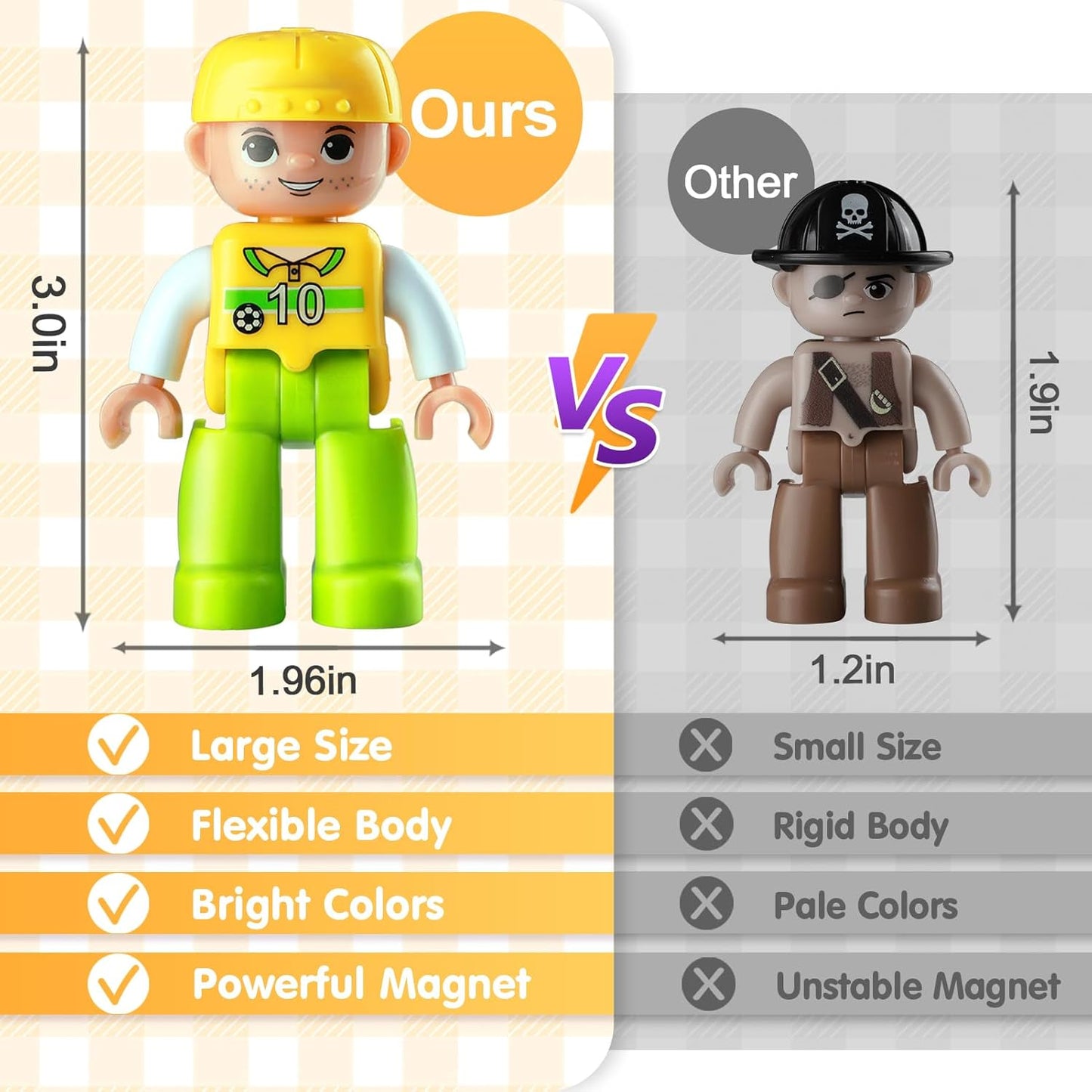 Qltytoy Magnetic Building Tiles Expansion Pack Large People Figures 7 cm x DEMO