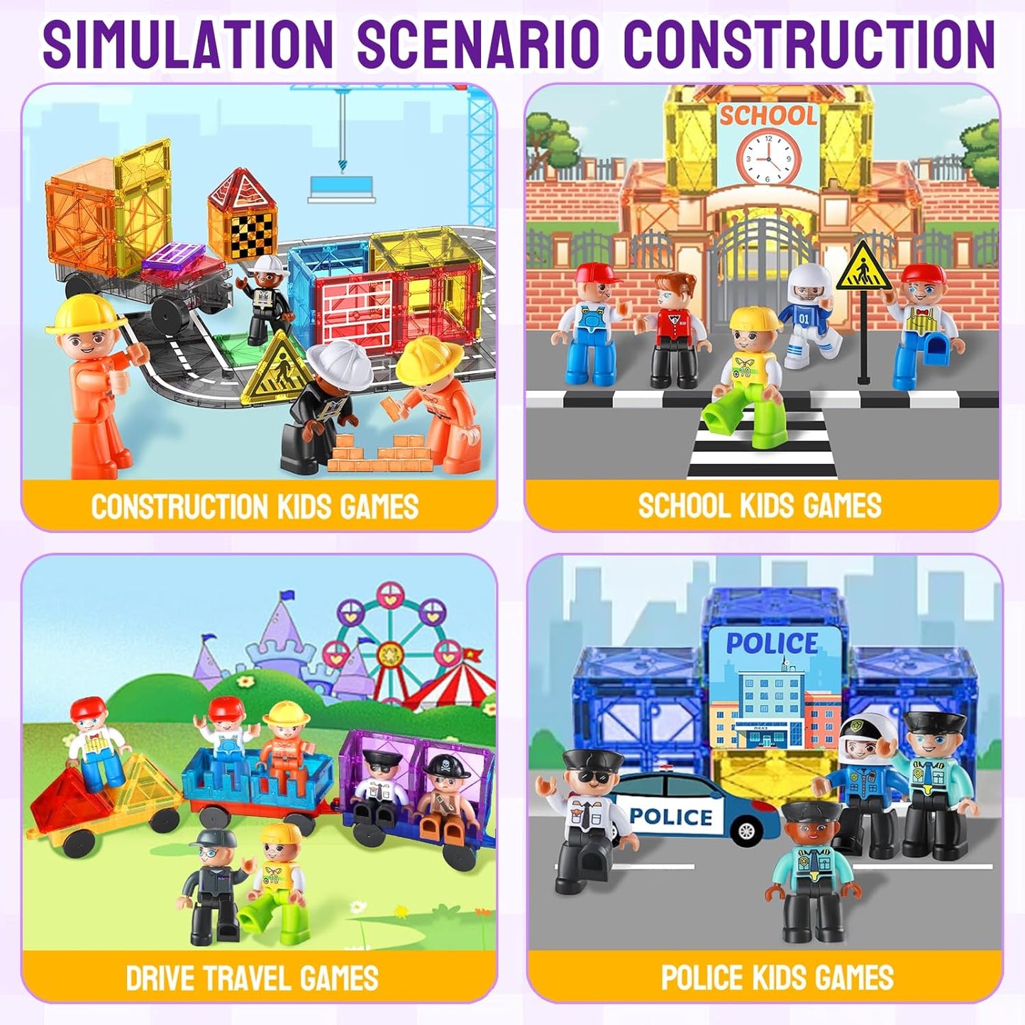 Qltytoy Magnetic Building Tiles Expansion Pack Large People Figures 7 cm x DEMO