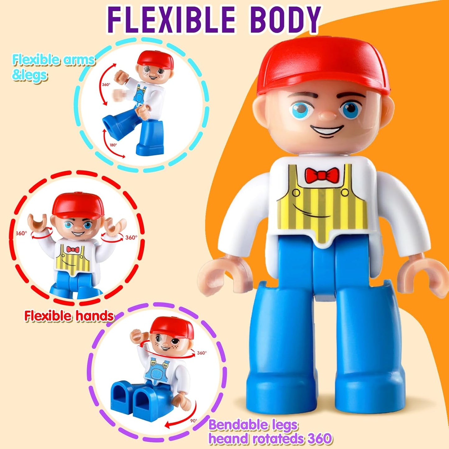 Qltytoy Magnetic Building Tiles Expansion Pack Large People Figures 7 cm x DEMO