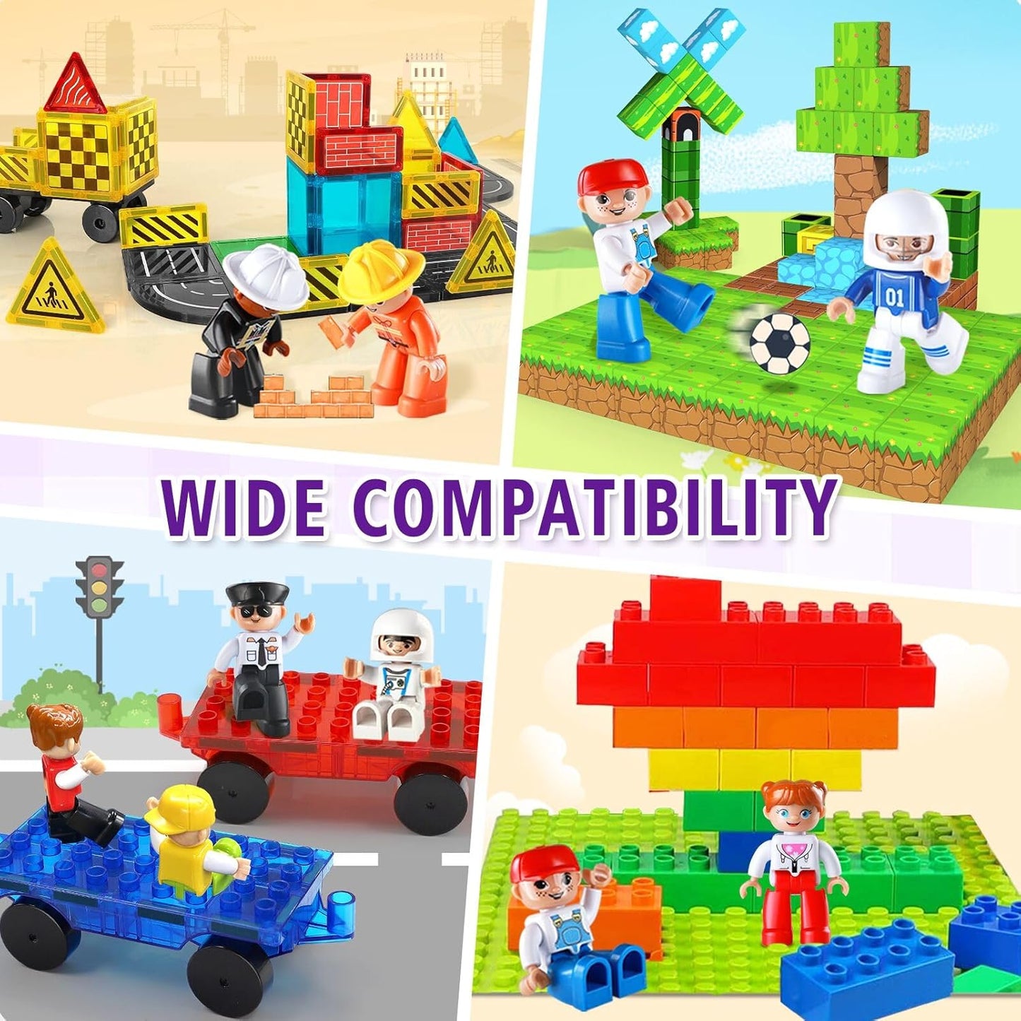 Qltytoy Magnetic Building Tiles Expansion Pack Large People Figures 7 cm x DEMO