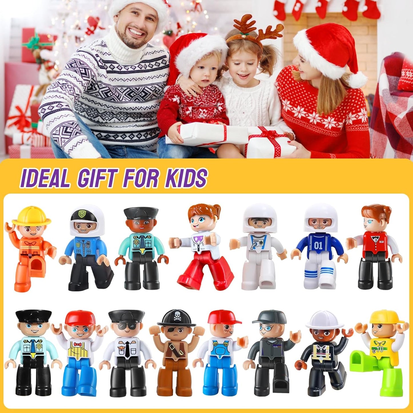 Qltytoy Magnetic Building Tiles Expansion Pack Large People Figures 7 cm x DEMO
