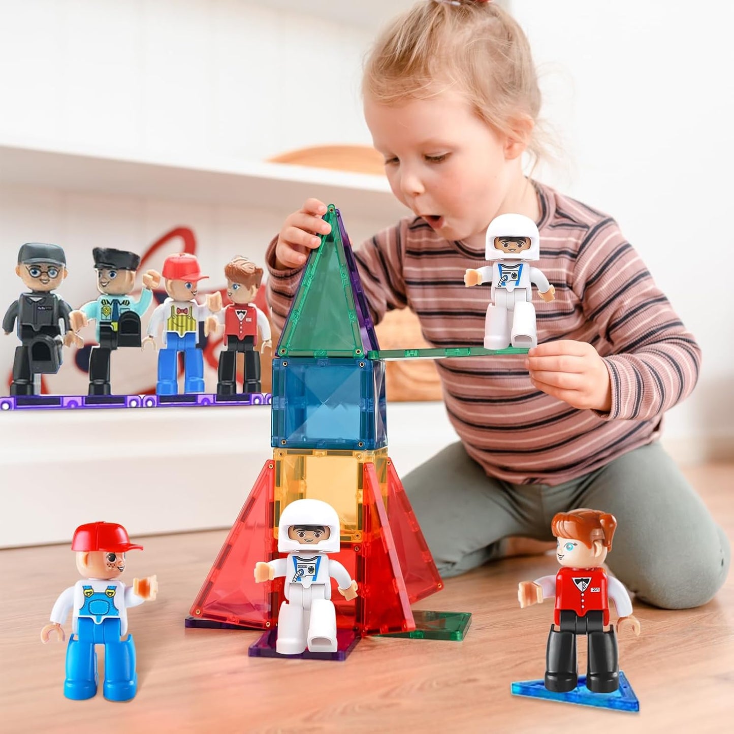 Qltytoy Magnetic Building Tiles Expansion Pack Large People Figures 7 cm x DEMO