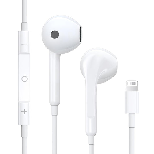 MAILESI Wired Lightning In-Ear Headphones for iPhone, White Earphones DEMO