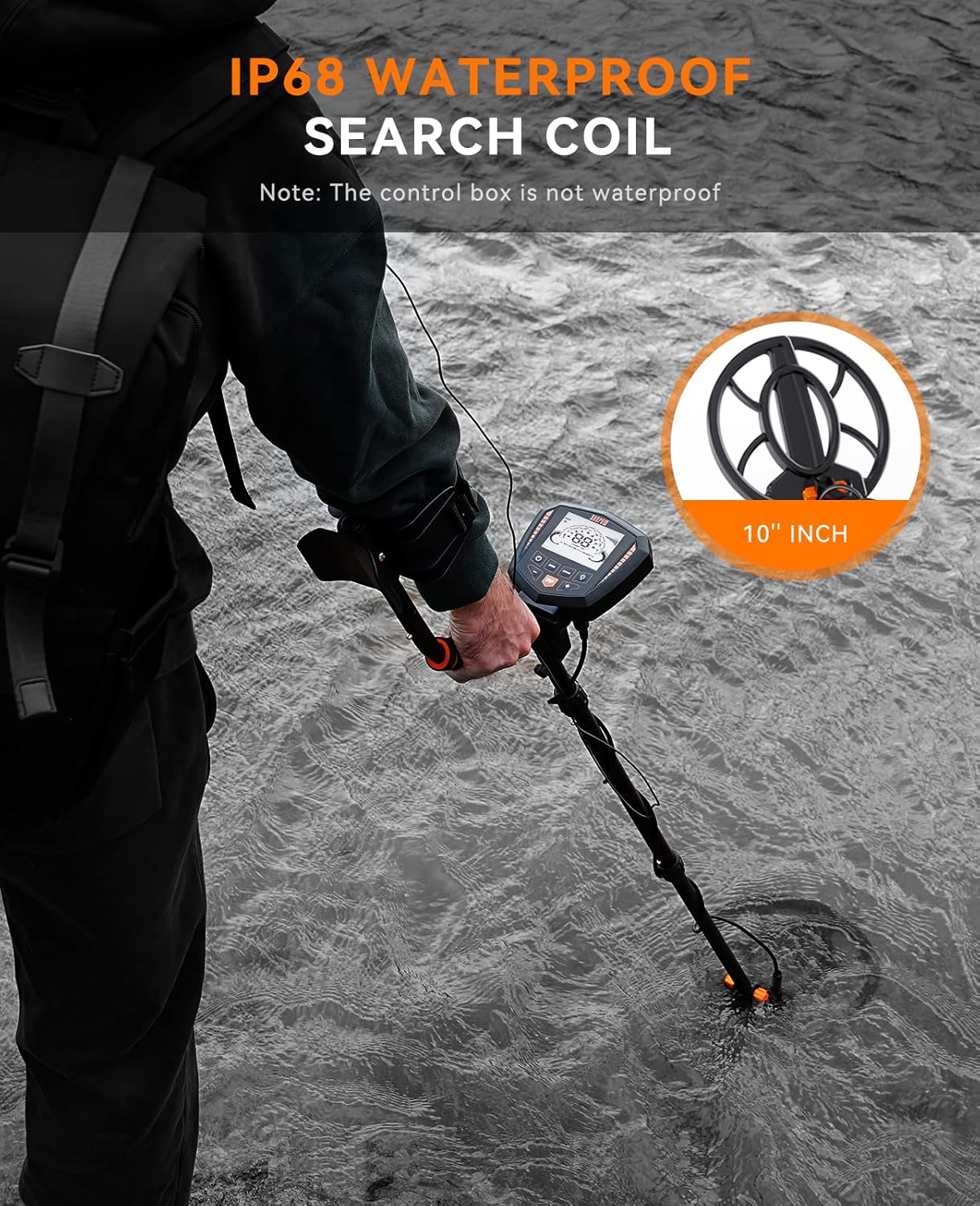 SUNPOW Metal Detector Waterproof Coil Identifies 9 Metals Outdoor Tool DEMO