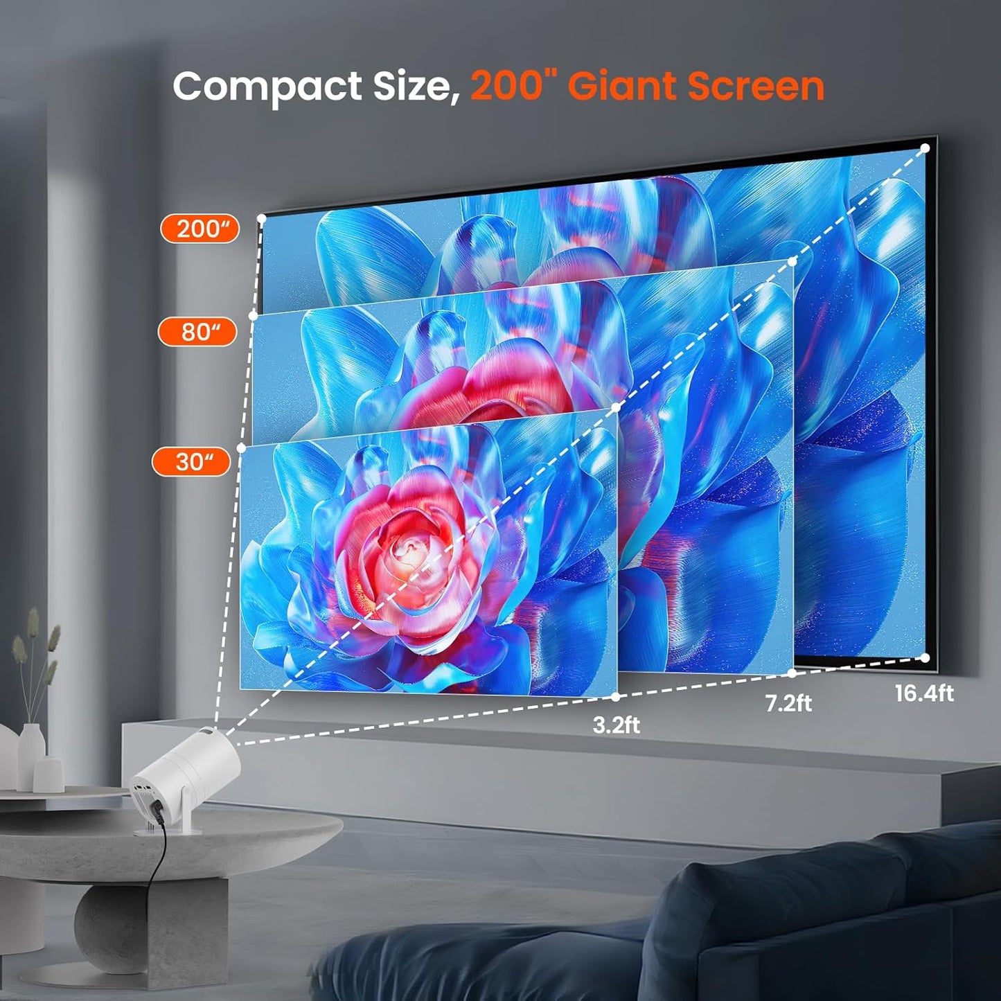 WISHOLY 1080P Projectors Portable Projector with Built-in App and Upgraded