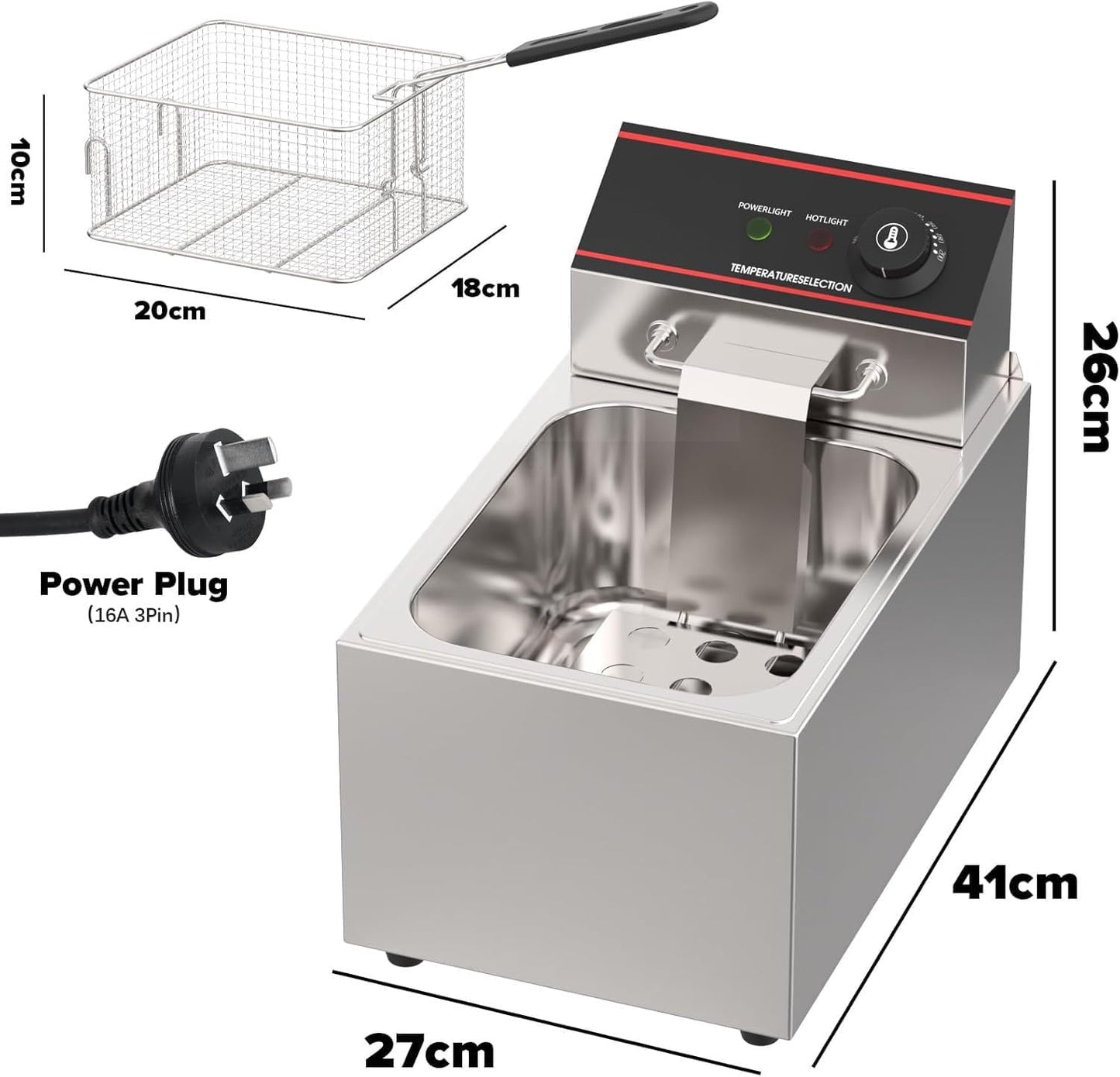 Advwin 8L Electric Deep Fryer, 2500W Countertop Stainless Steel Oil Fryer With B
