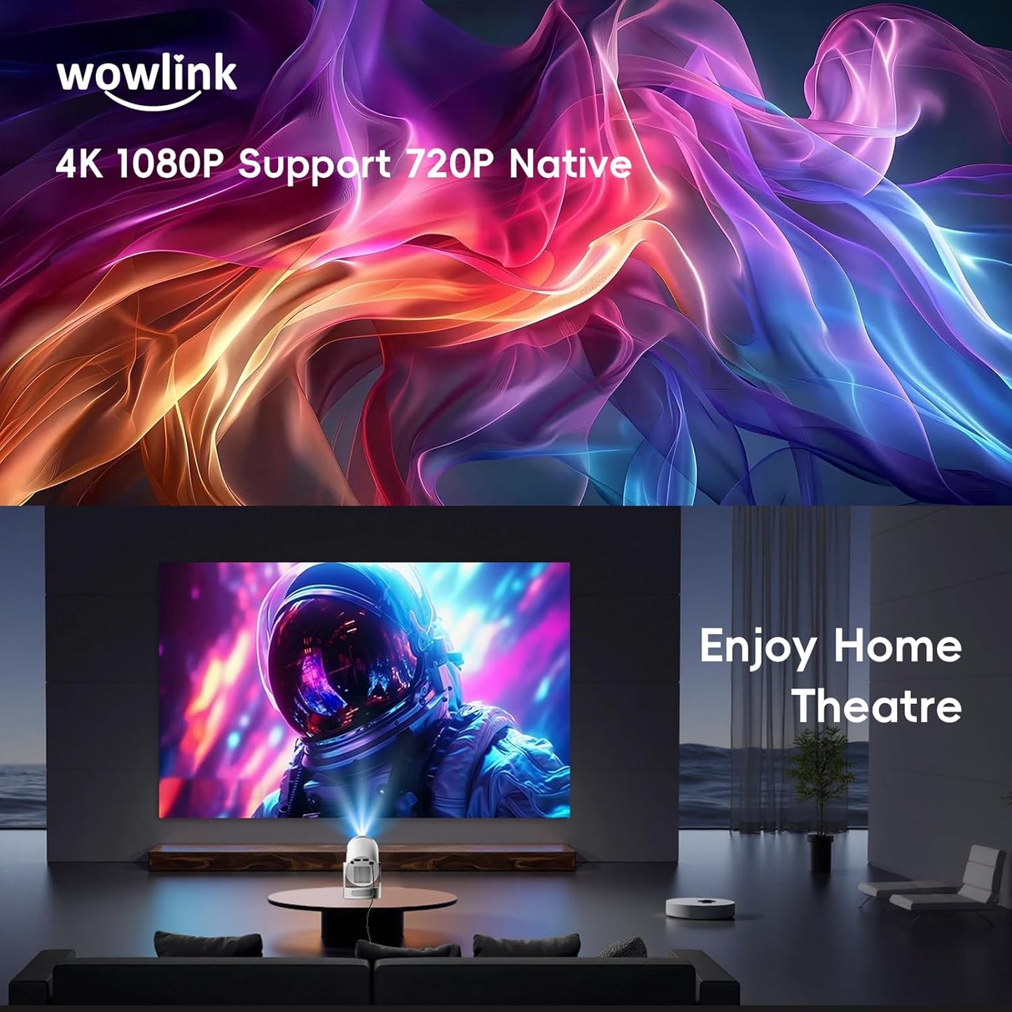wowlink Mini Projectors Projector with WiFi 6 and Bluetooth 5.4 for Home DEMO