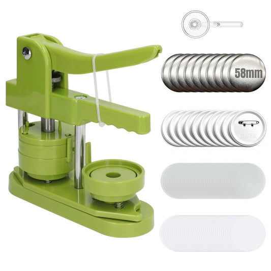 Jectse DIY Round Button Maker Machine Kit, Green 58mm Buttons for Crafting DEMO