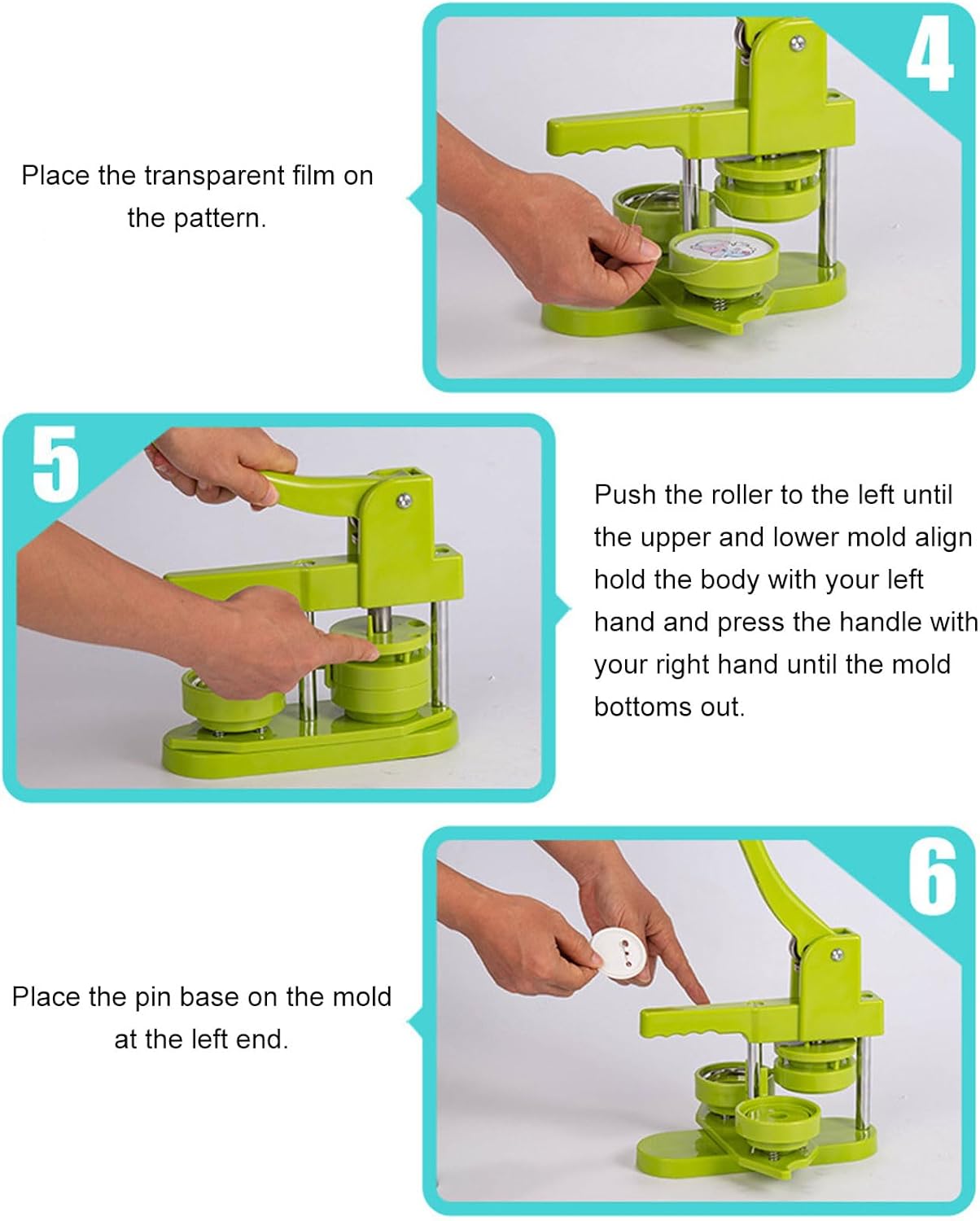 Jectse DIY Round Button Maker Machine Kit, Green 58mm Buttons for Crafting DEMO