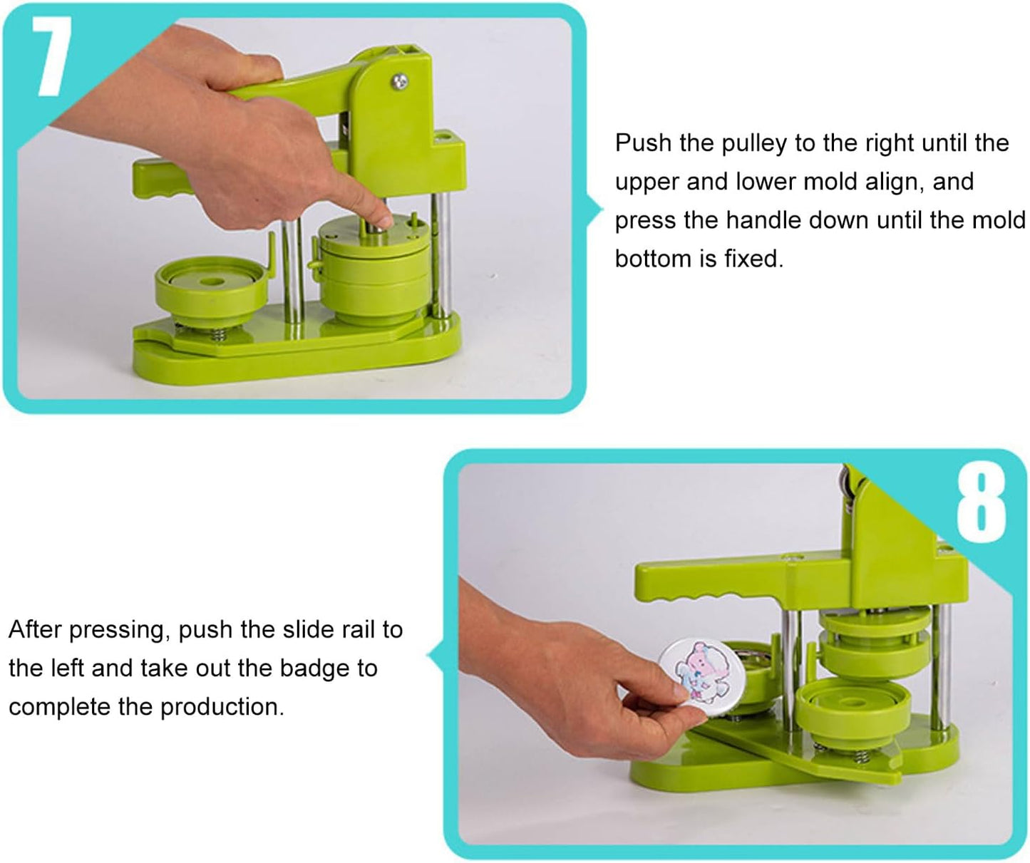 Jectse DIY Round Button Maker Machine Kit, Green 58mm Buttons for Crafting DEMO