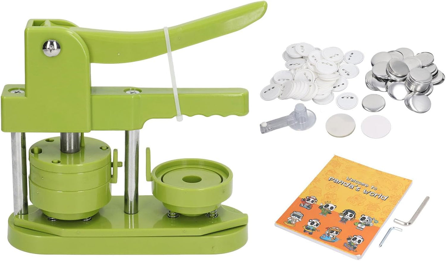 Jectse DIY Round Button Maker Machine Kit, Green 58mm Buttons for Crafting DEMO