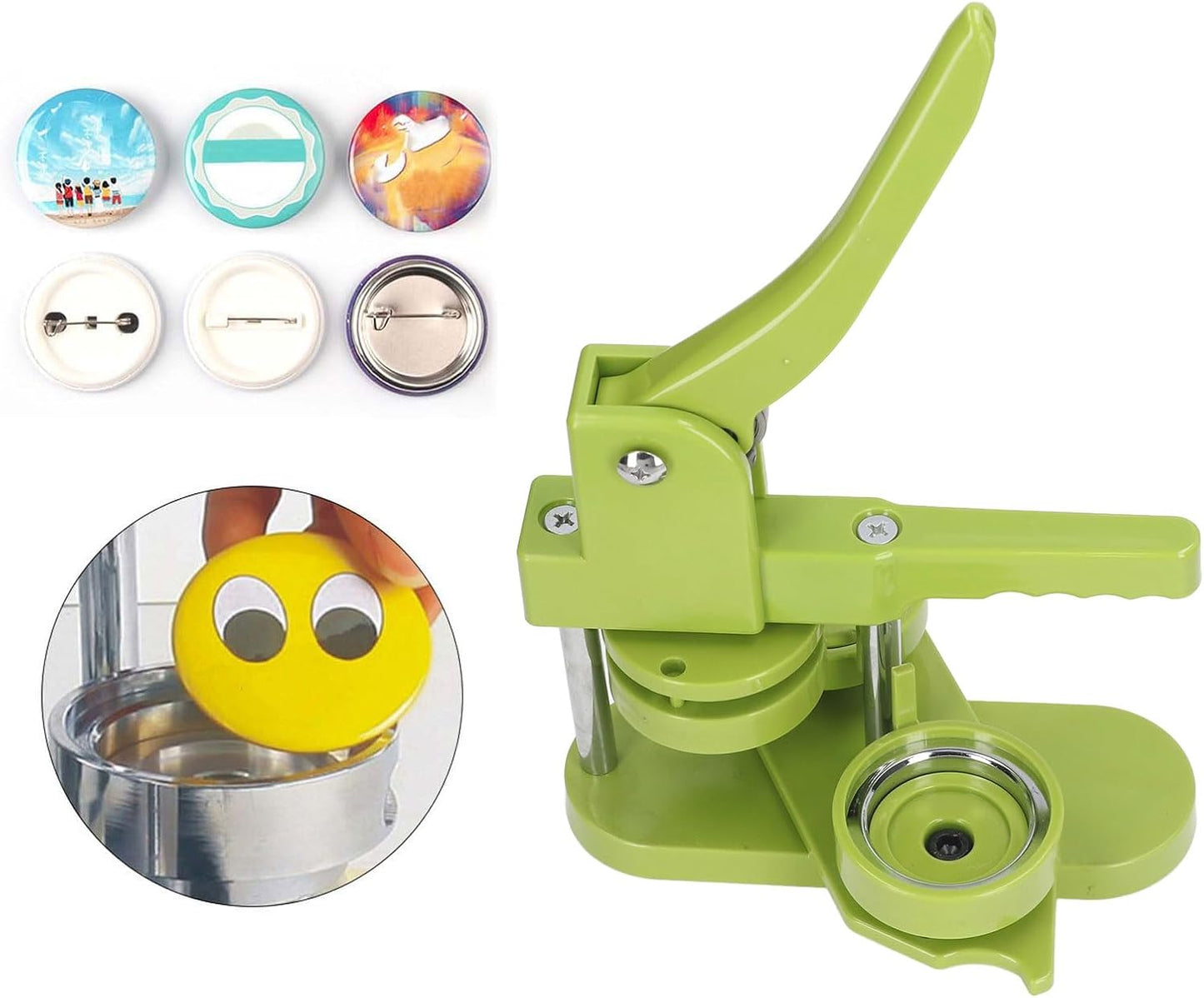 Jectse DIY Round Button Maker Machine Kit, Green 58mm Buttons for Crafting DEMO